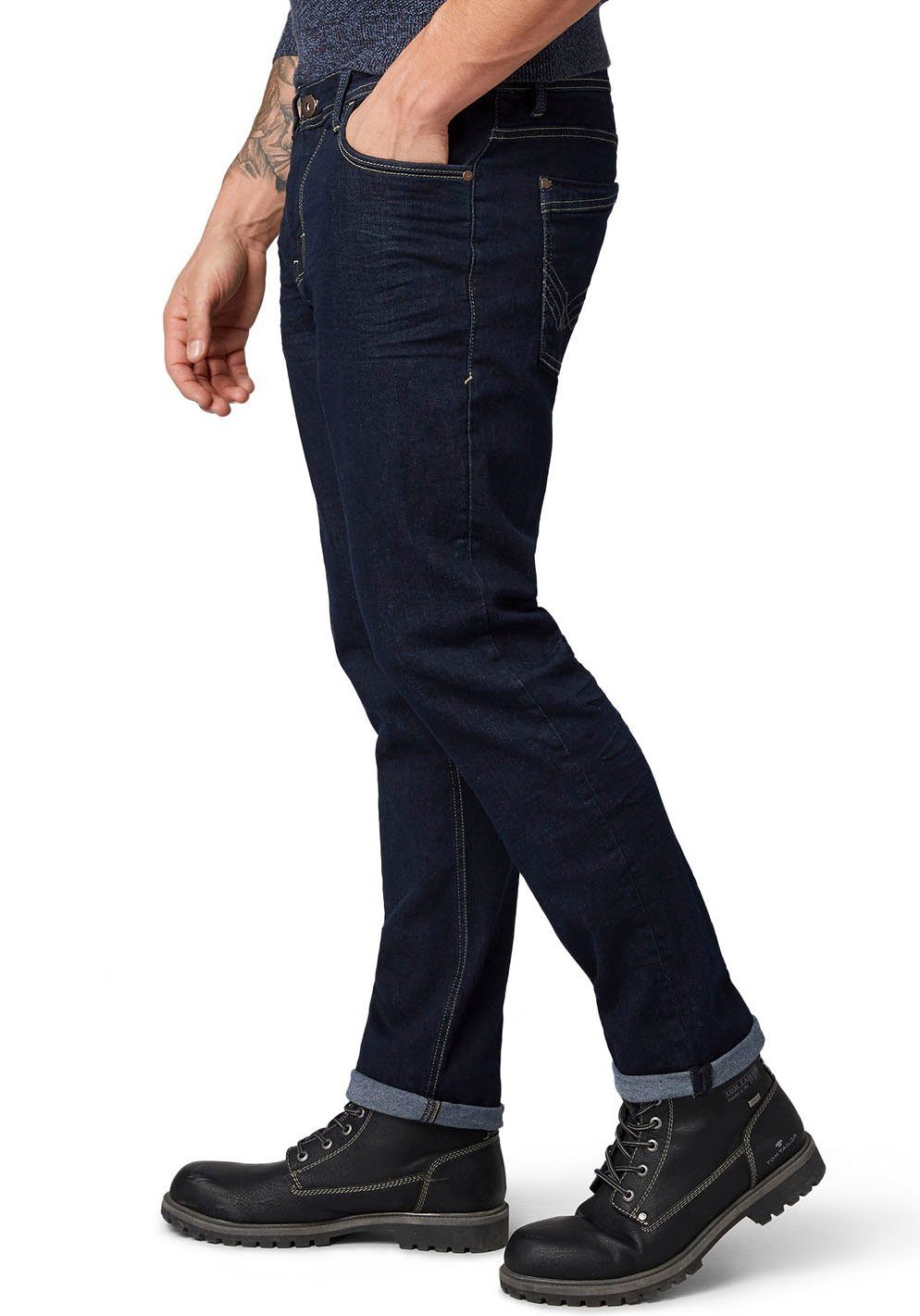 mit Reißverschluss Rinsed 5-Pocket-Jeans Blue TOM TAILOR Clean Josh