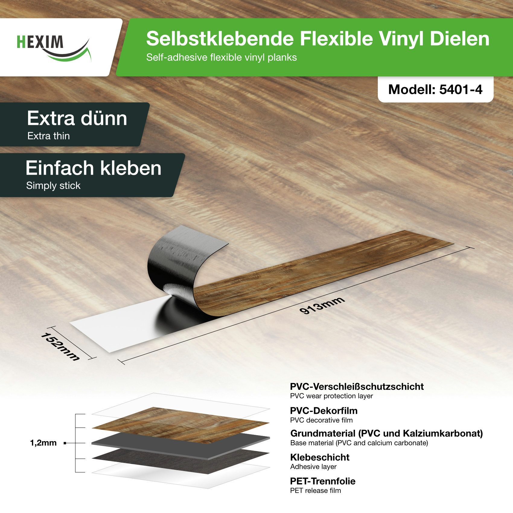 Hexim Vinylboden, Vinyldielen 0,97m² selbstklebend PVC Wandverkleidung Bode günstig online kaufen