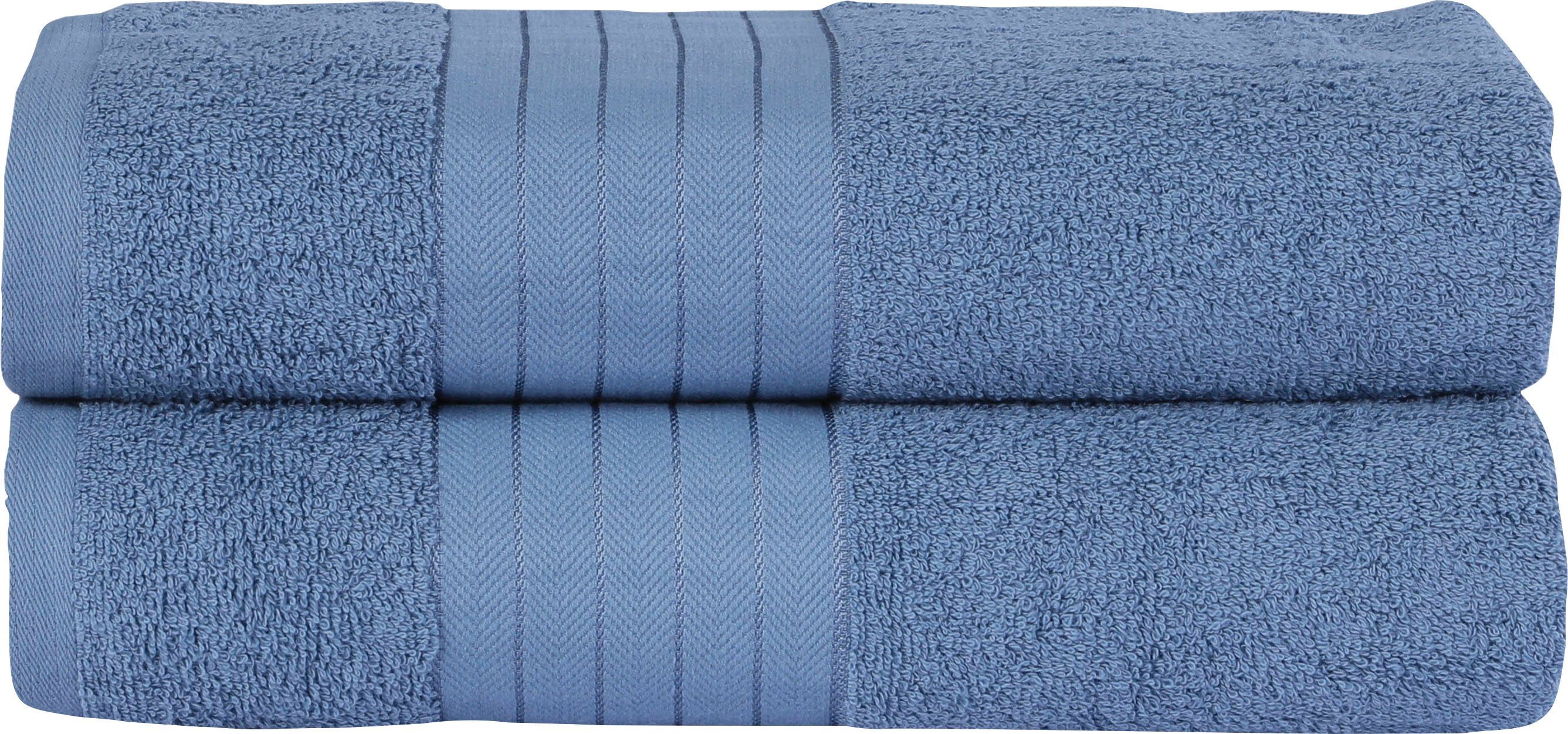 mit good Badetuch Uni Frottier Towels, morning gewebtem eisblau (2-St), Rand