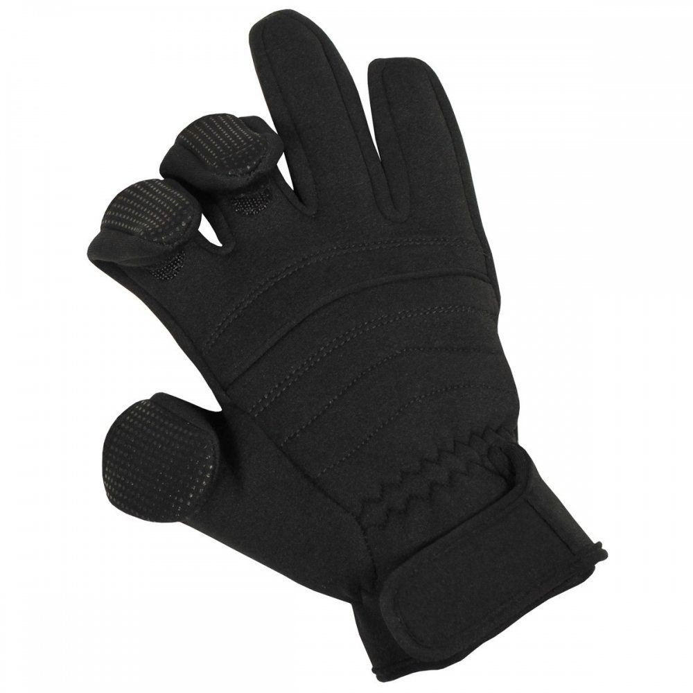 Zeige- schwarz - Neoprenhandschuhe und MFH Fingerhandschuhe, Daumen, Combat, Neopren, klappbar zurück- Mittelfinger M