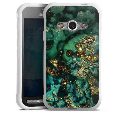 DeinDesign Handyhülle Marmor Glitzer Look Muster Cyan Glitter Marble Look, Samsung Galaxy Xcover 3 Silikon Hülle Bumper Case Handy Schutzhülle