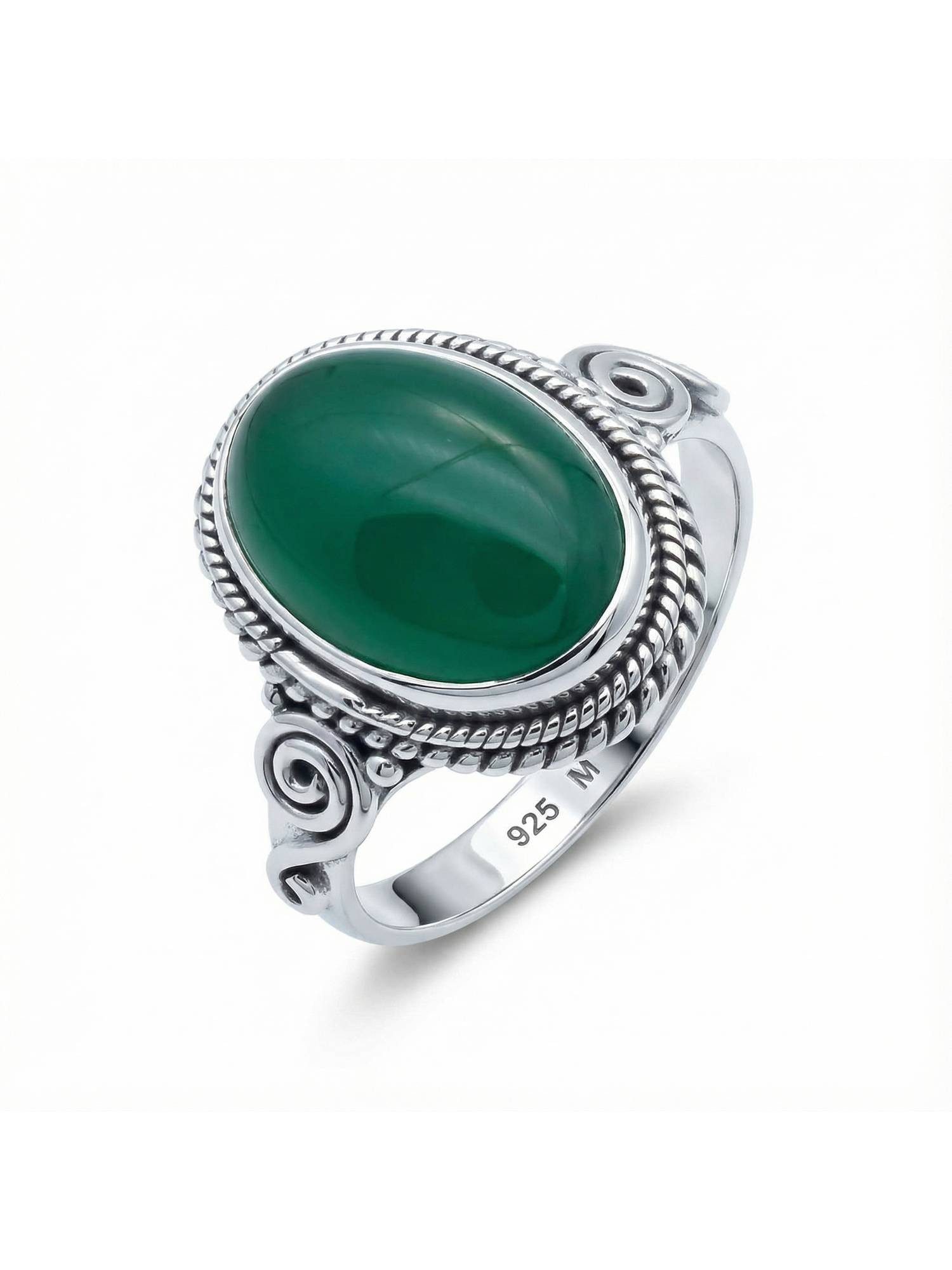 Silberring SINTA aus 925 Silber mit grünen Onyx