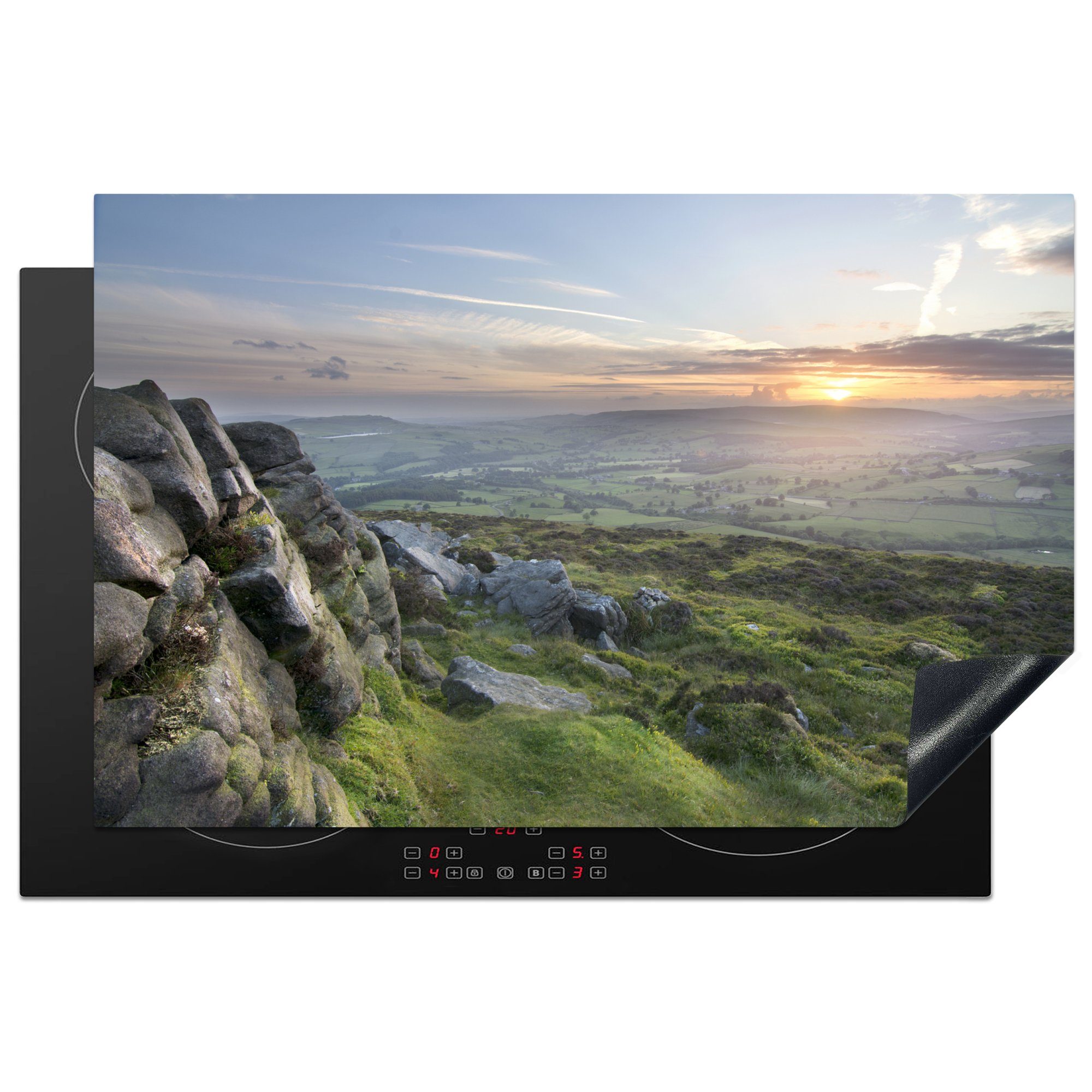 MuchoWow Herdblende-/Abdeckplatte Sonnenaufgang im Yorkshire Dales National Park in England, Vinyl, (1 tlg), 81x52 cm, Induktionskochfeld Schutz für die küche, Ceranfeldabdeckung