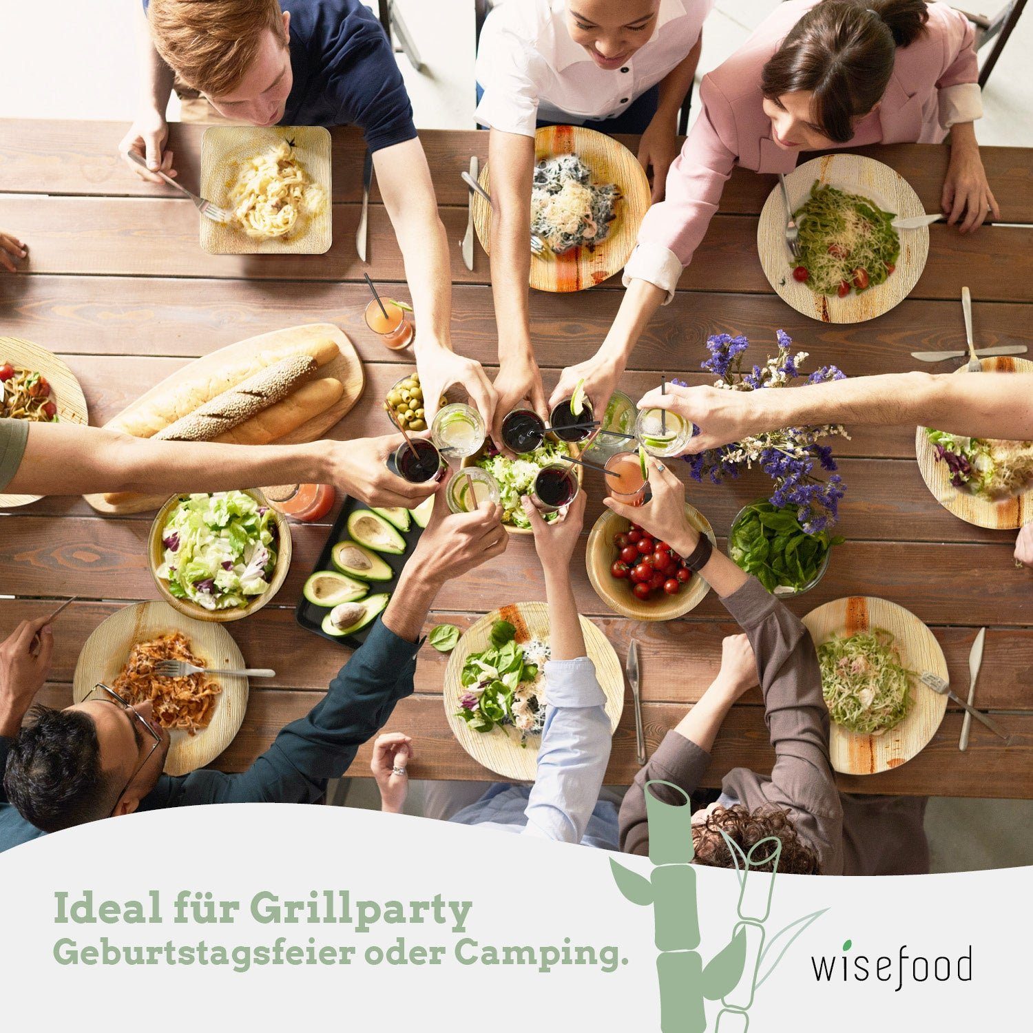 wisefood Einwegbesteck-Set 100-tlg., Bambus-Gabeln, 17 cm (100-tlg), Bambus