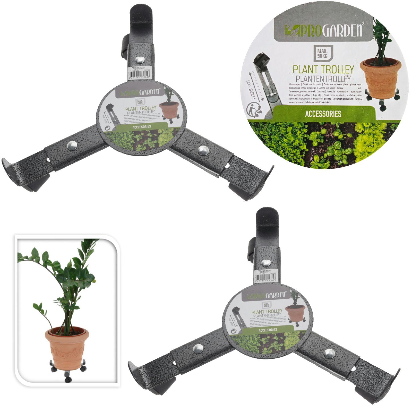 Progarden Pflanzenroller Pflanzenwagen Blumenroller Metall max. 50 KG Ø 2er günstig online kaufen