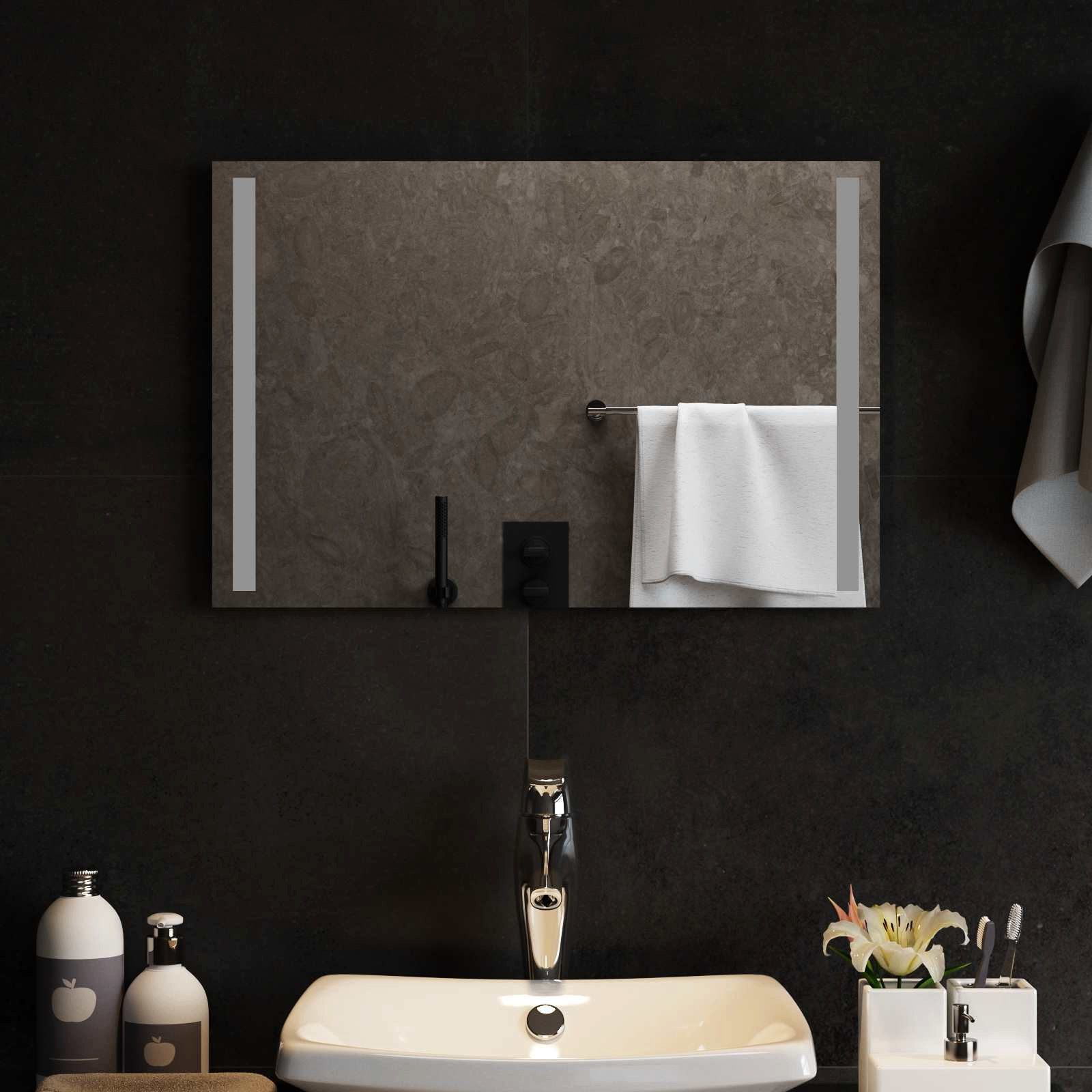 vidaXL Duschablage LED-Badezimmerspiegel Transparent 60 x 40 cm Gehärtetes Glas, 1-tlg.