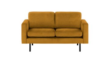 Home Collective Sofa Couch mit schwarzen Metallbeinen und modischem Veloursbezug, Zweisitzer Couch, 2er Sofa, Ockergelb