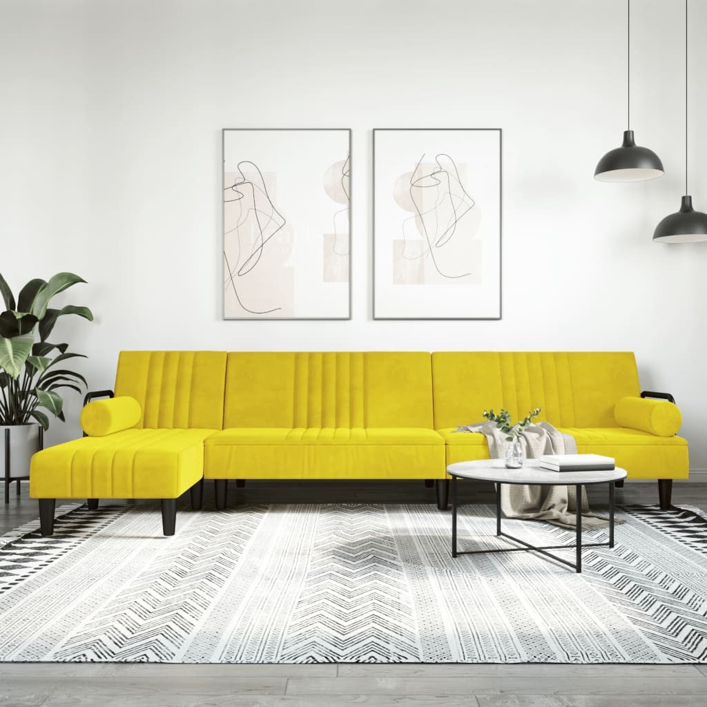 vidaXL Sofa Schlafsofa in L-Form Gelb 260x140x70 cm Samt Chaiselongue günstig online kaufen