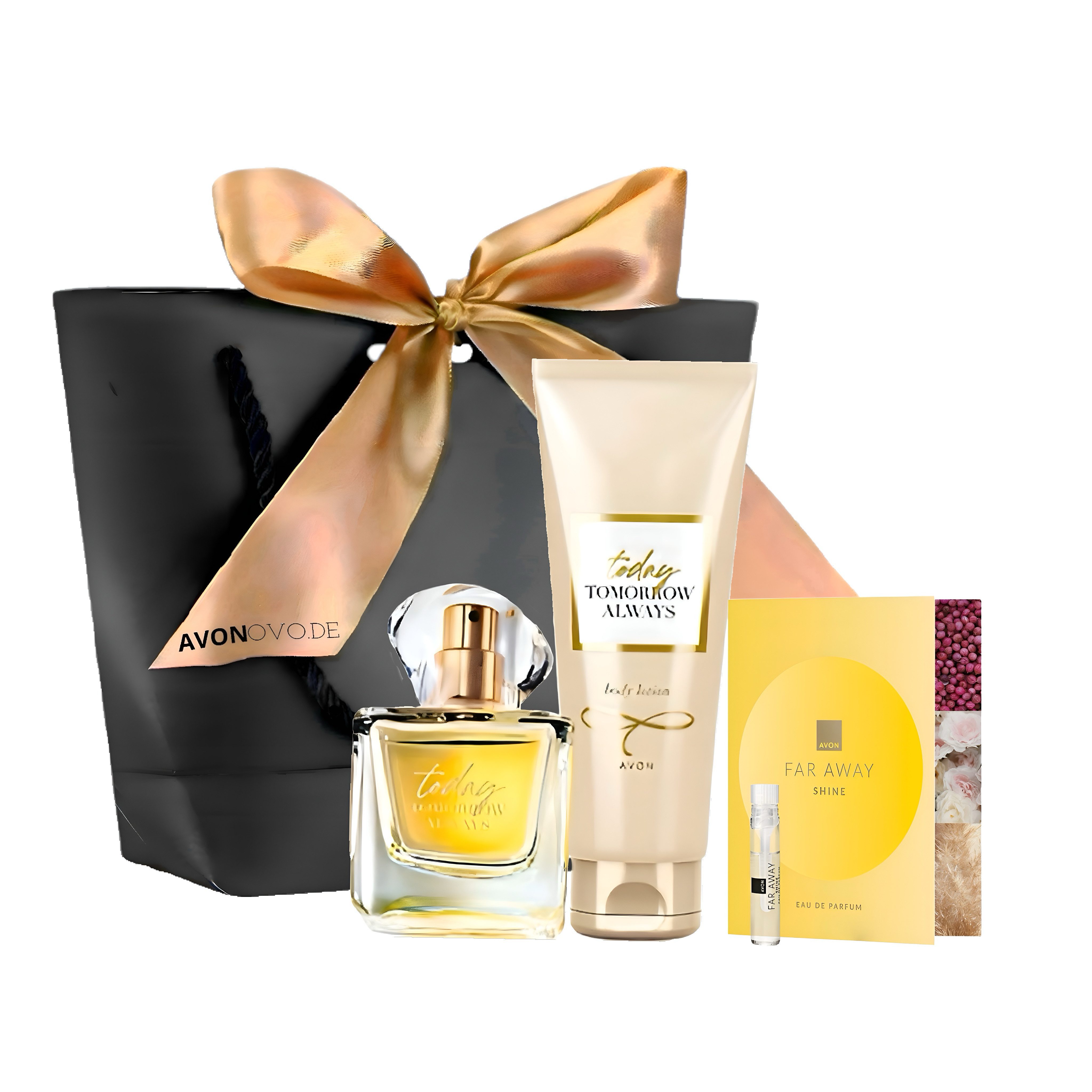 AVON Cosmetics Eau de Parfum TTA TODAY 50 ml Luxuriöses blumiges Duftset mit Parfum Körperlotion, 4-tlg., Blumiges 2-teiliges Duftset mit edlem, langanhaltendem Duft