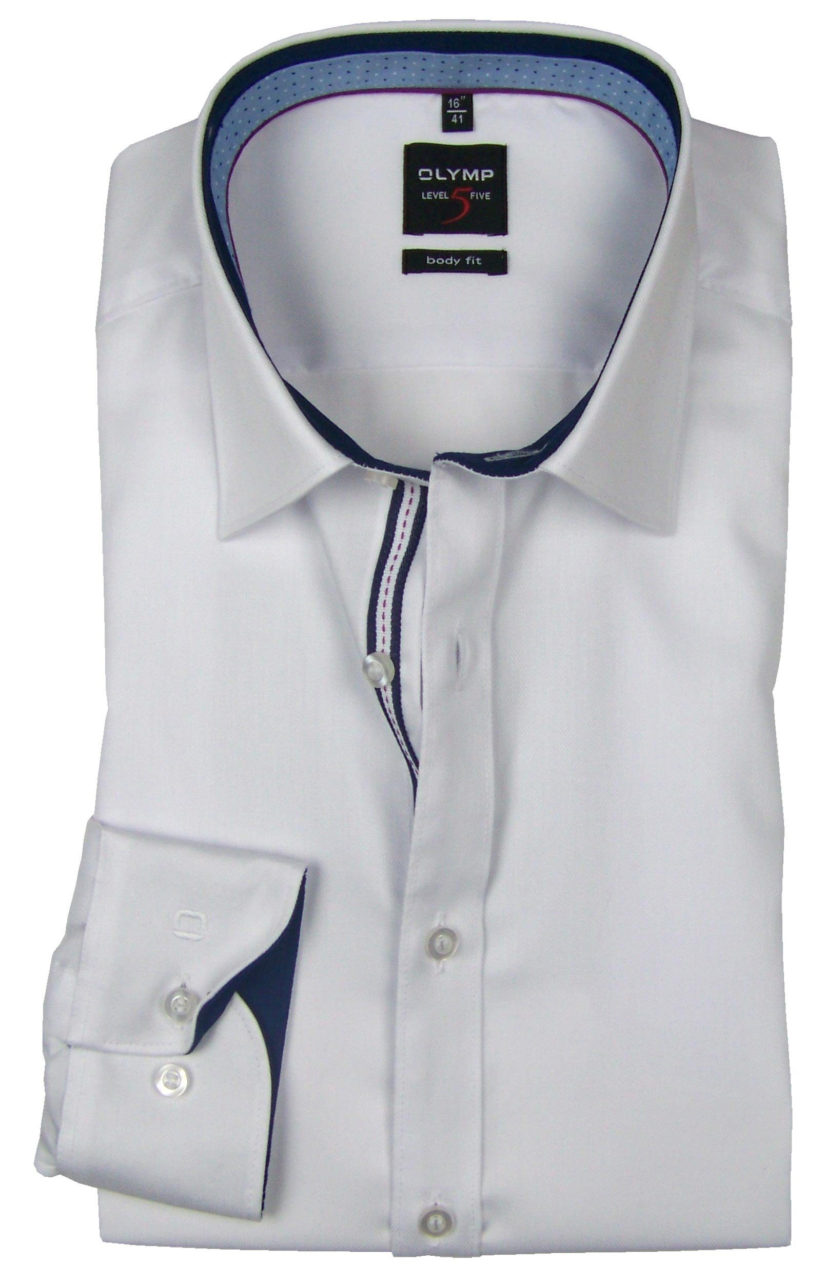 OLYMP Langarmhemd »OLYMP Level Five Comfort Stretch Body fit weiß  0547-64-00 langarm Patch« online kaufen | OTTO