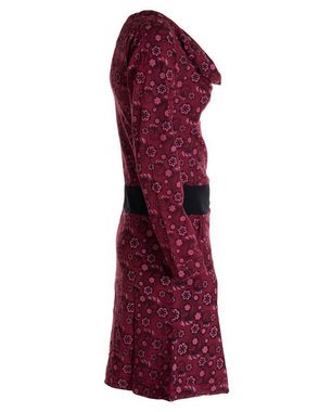 Vishes Jerseykleid Blumen Langarm-Kleid Shirtkleid Wasserfallkragen Boho, Ethno, Hippie, Festival Style