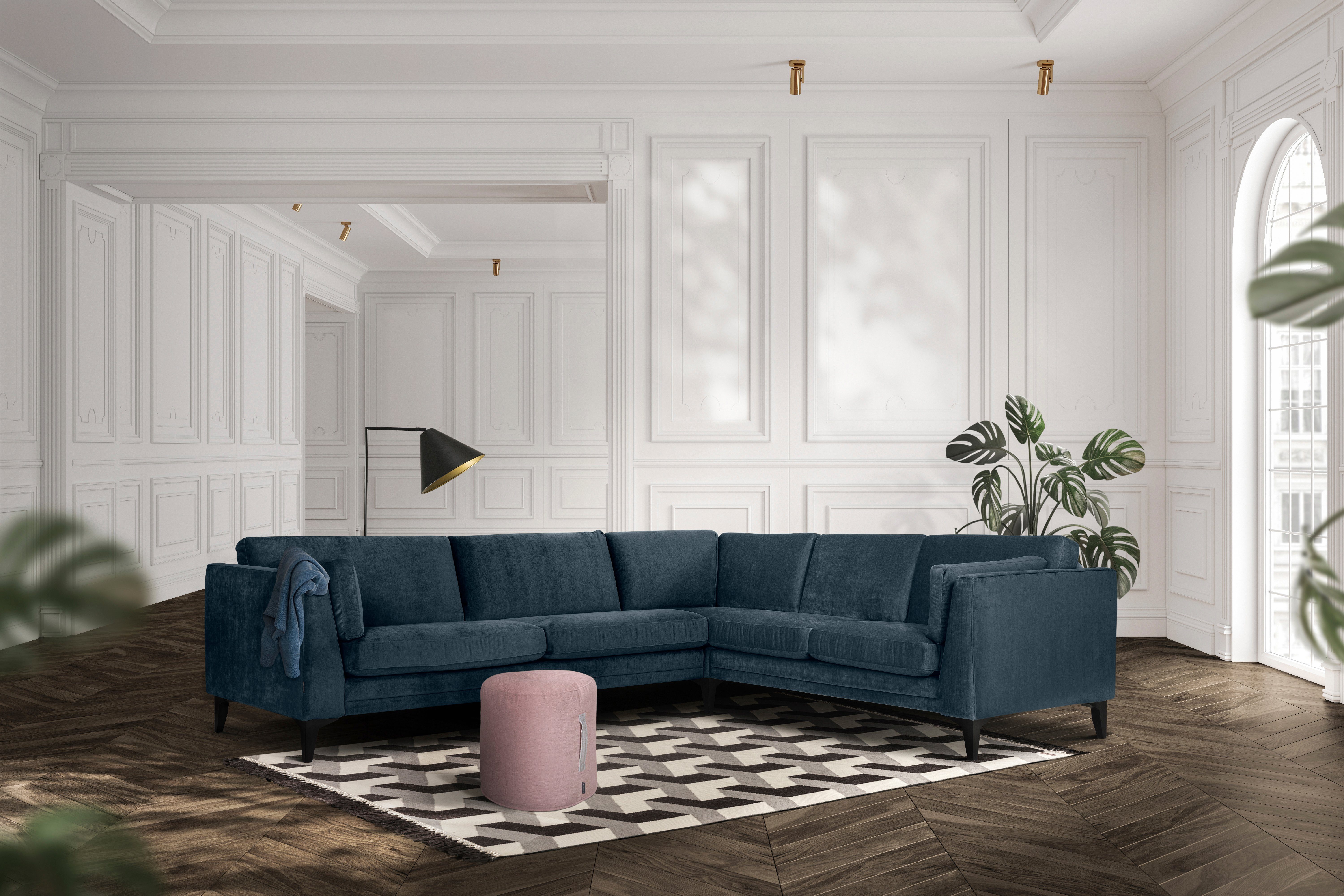 furninova Ecksofa petrol inklusive im Avignon, 2 Design skandinavischen Armlehnkissen