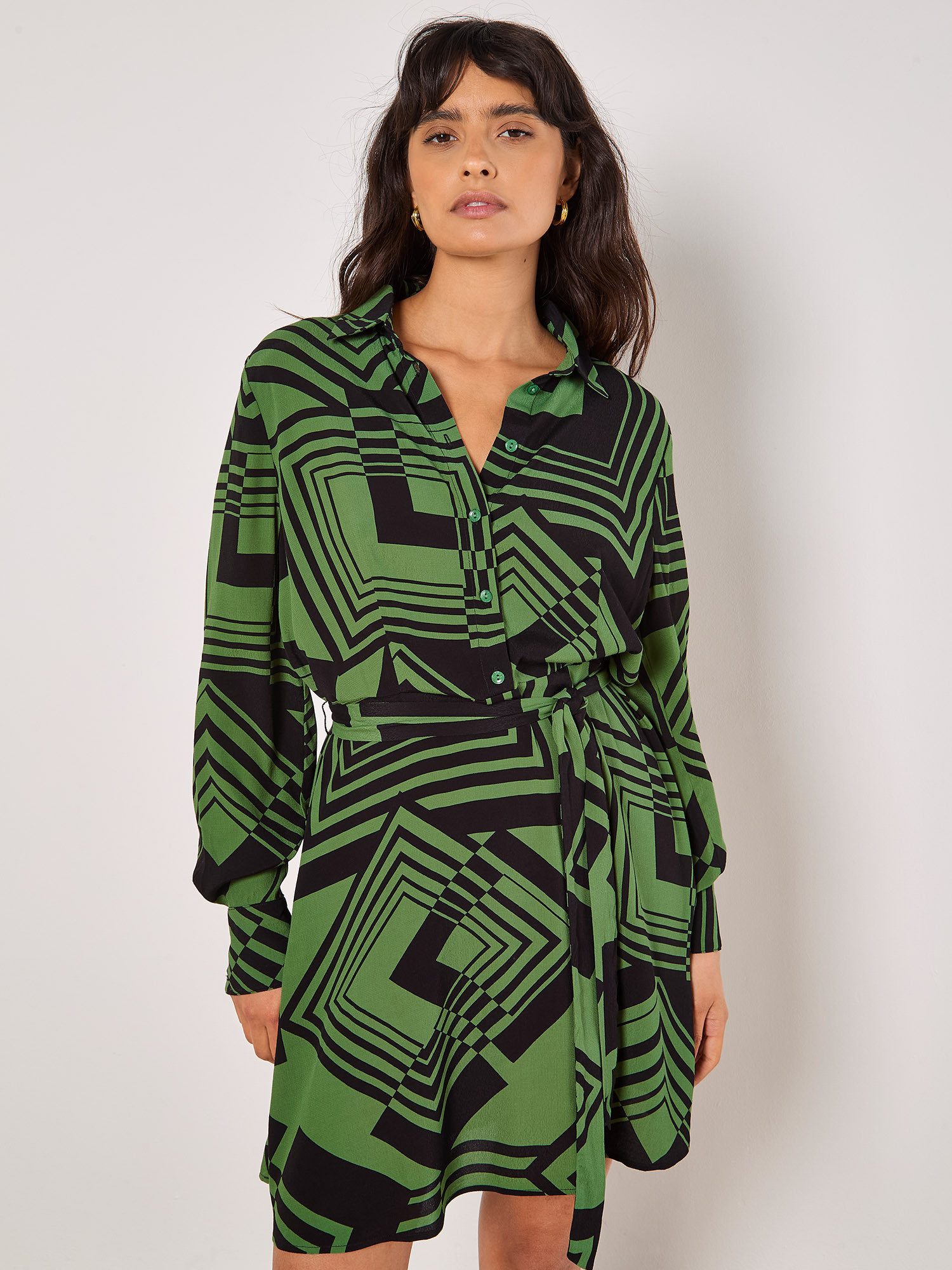 Apricot Druckkleid Graphic Squares Hemdkleid, (2-tlg., günstig online kaufen