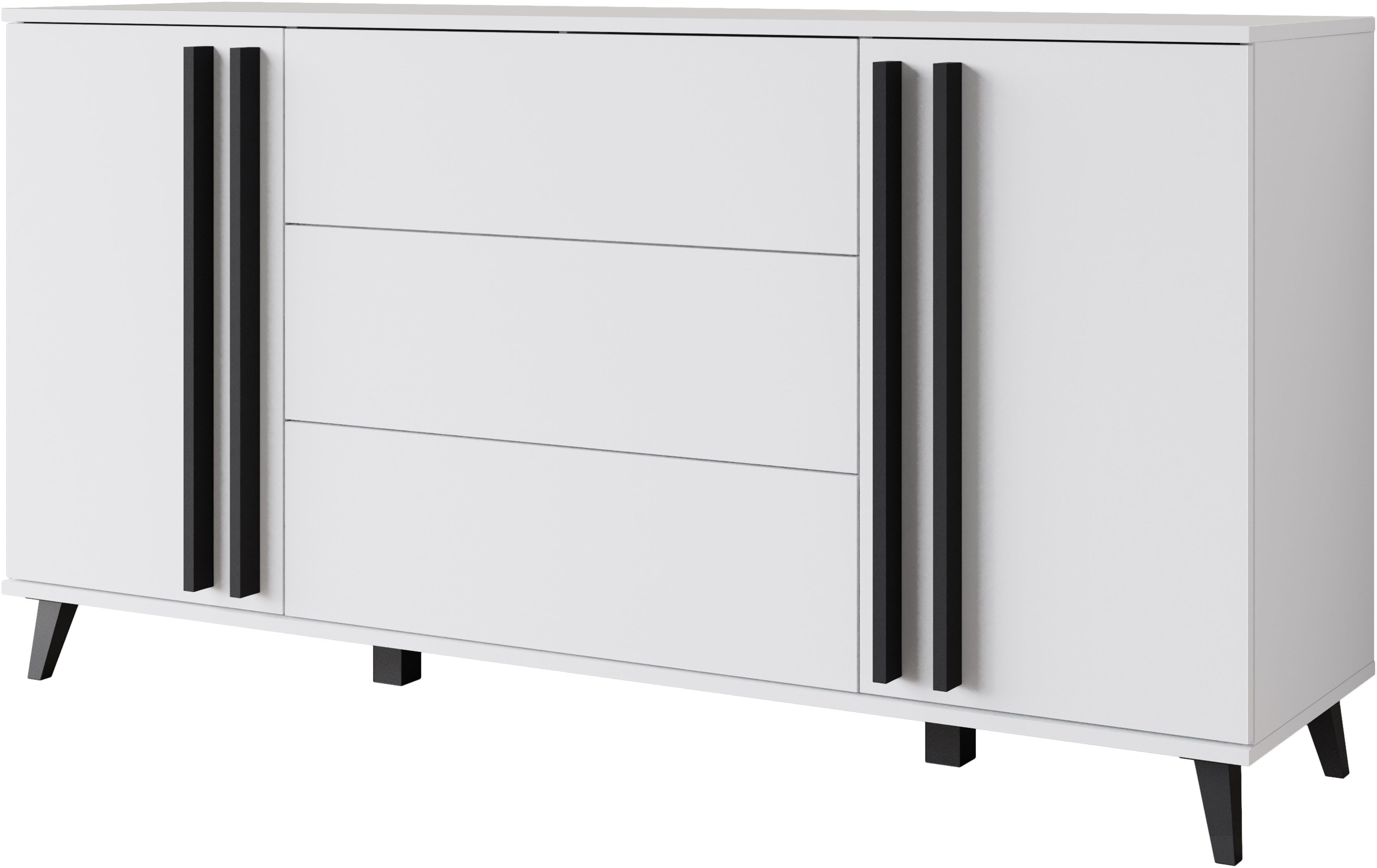Home affaire Sideboard Helsinki, Kommode mit 2 Türen und 3 Schubladen, Breite 150 cm (1 St), Push-to-Open-Schubladen, höhenverstellbare Einlegeböden