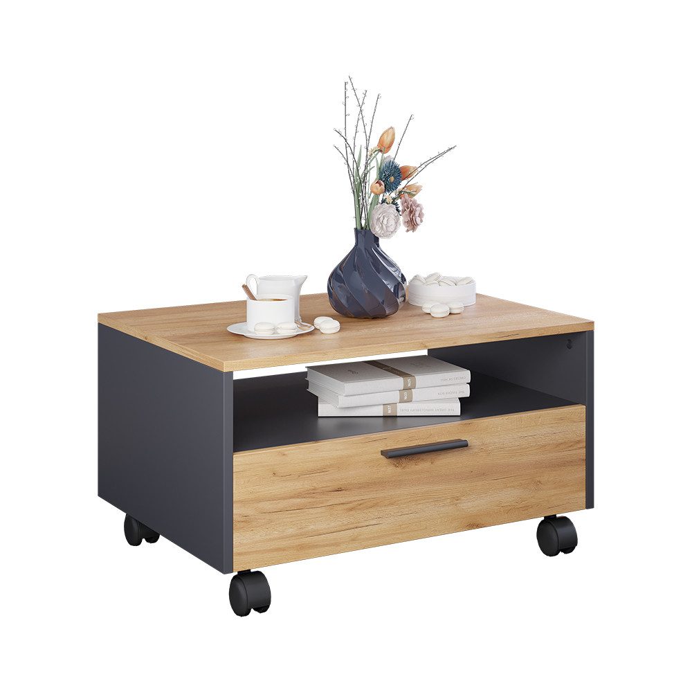 Vicco Beistelltisch Bibo, Anthrazit/Goldkraft Eiche, 70 x 52.4 cm (1-St)