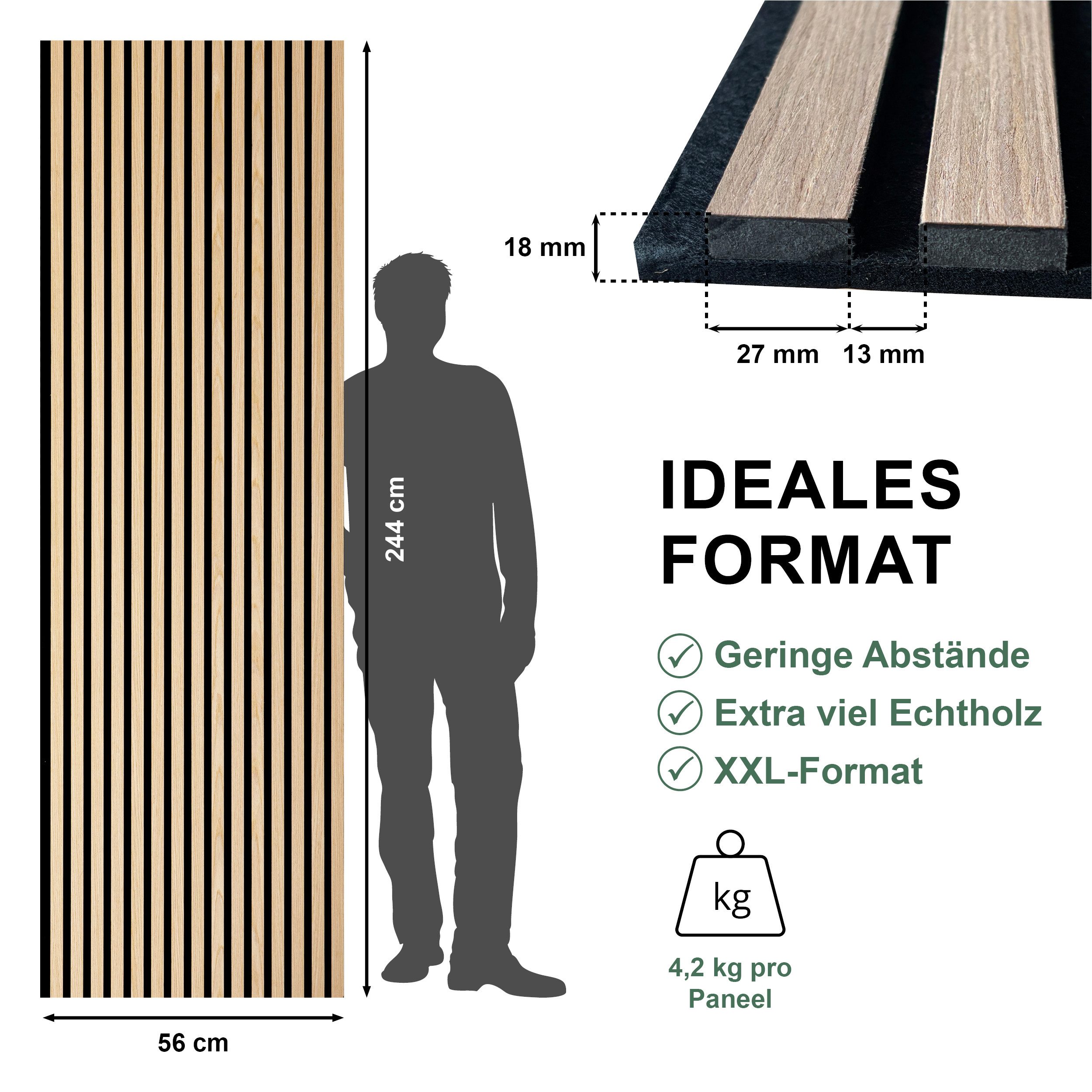 SONIDO Wandpaneel Sparset XXL Premium Akustikpaneele mit Eiche Echtholzoberfläche, BxL: 56,00x244,00 cm, 1,36 qm, (Sparset mit 2, 3 oder 4 Paneelen, 4-tlg., Ver – Bild 5 von 5