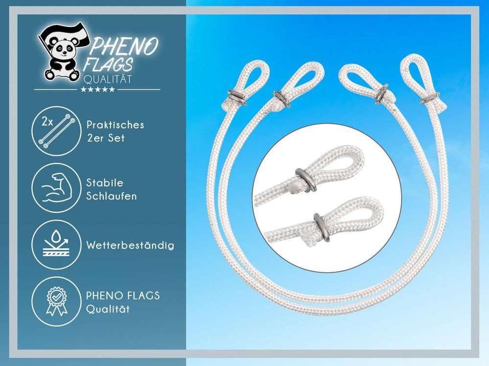 PHENO FLAGS Flagge Premium Fahnenschlingen 2er-Set, 41cm (Perfekte Hissvorichtung für Ihre Fahne, Fahnenmast-Zubehör), Stabil & Langlebig