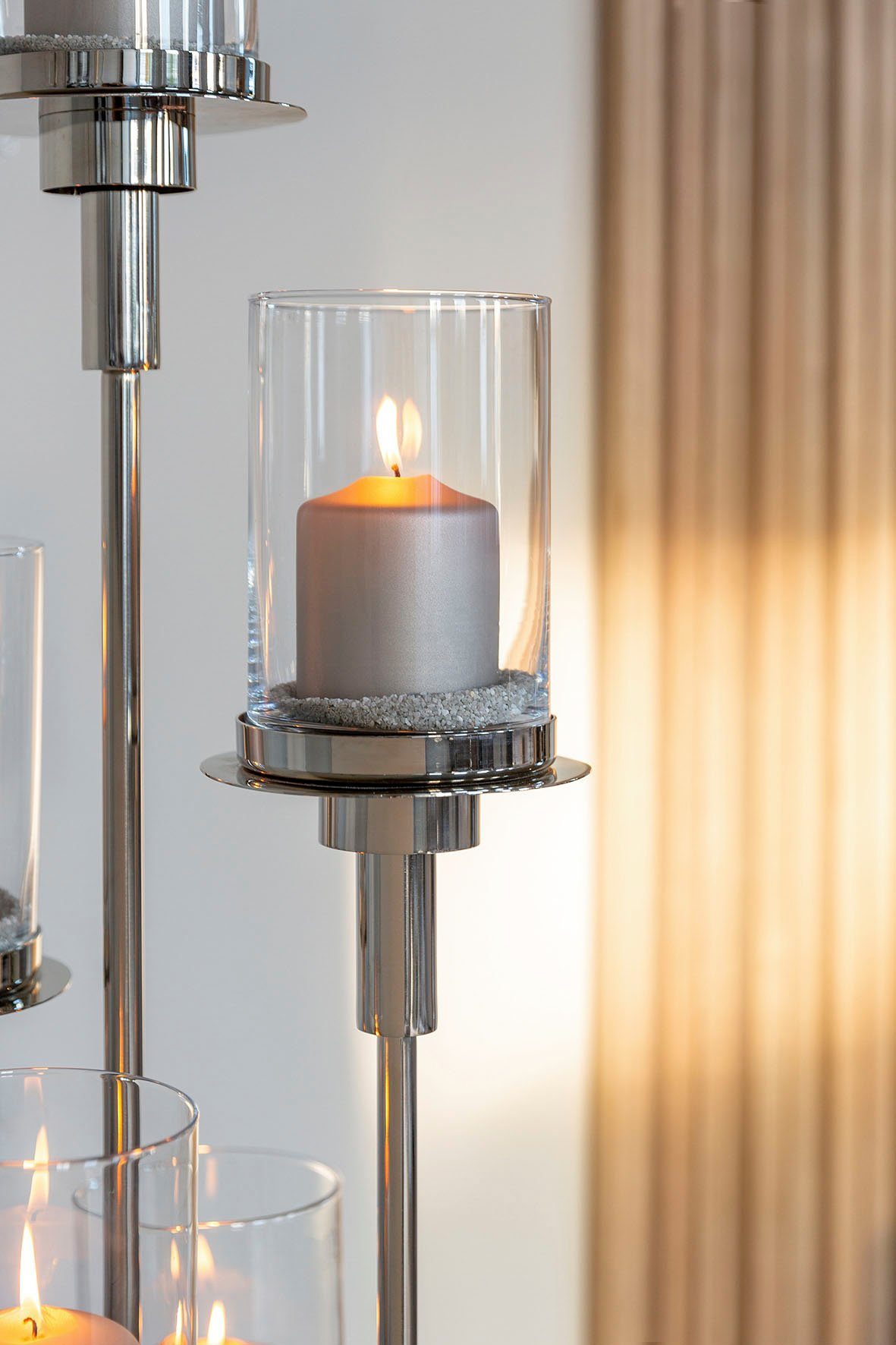Edelstahl aus Fink Kerzenhalter (1 und Standkerzenhalter cm ca. 5-flammig Höhe 155 Glas, LONDRA, St),