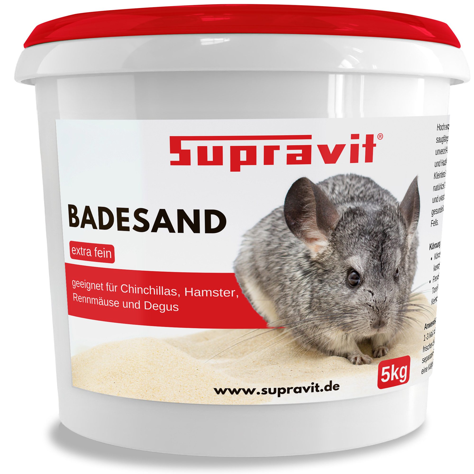 Supravit Badesand Chinchilla Badesand 5kg - Fellpflege & Mineraliensand ph-neutral