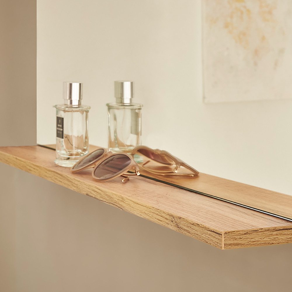 Lomadox Garderoben-Set CRISP-61, (Spar-Set, 4-St., Spiegel Schuhbank Garderobenschränke), Anthrazit mit Eiche, griffloses Design, modern, Spiegel