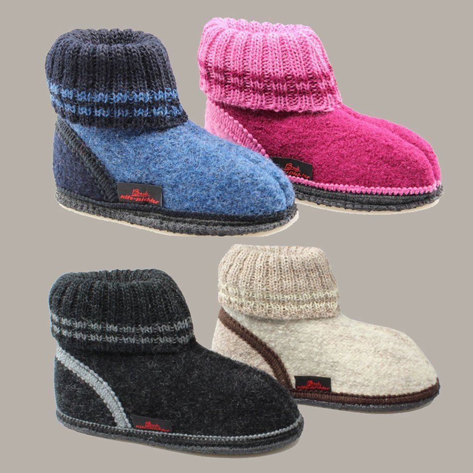 Beck Hüttenschuh Oetz Hüttenschuhe (aus Österreich, reine Schurwolle, für Kinder, Damen und Herren) rutschfeste Laufsohle