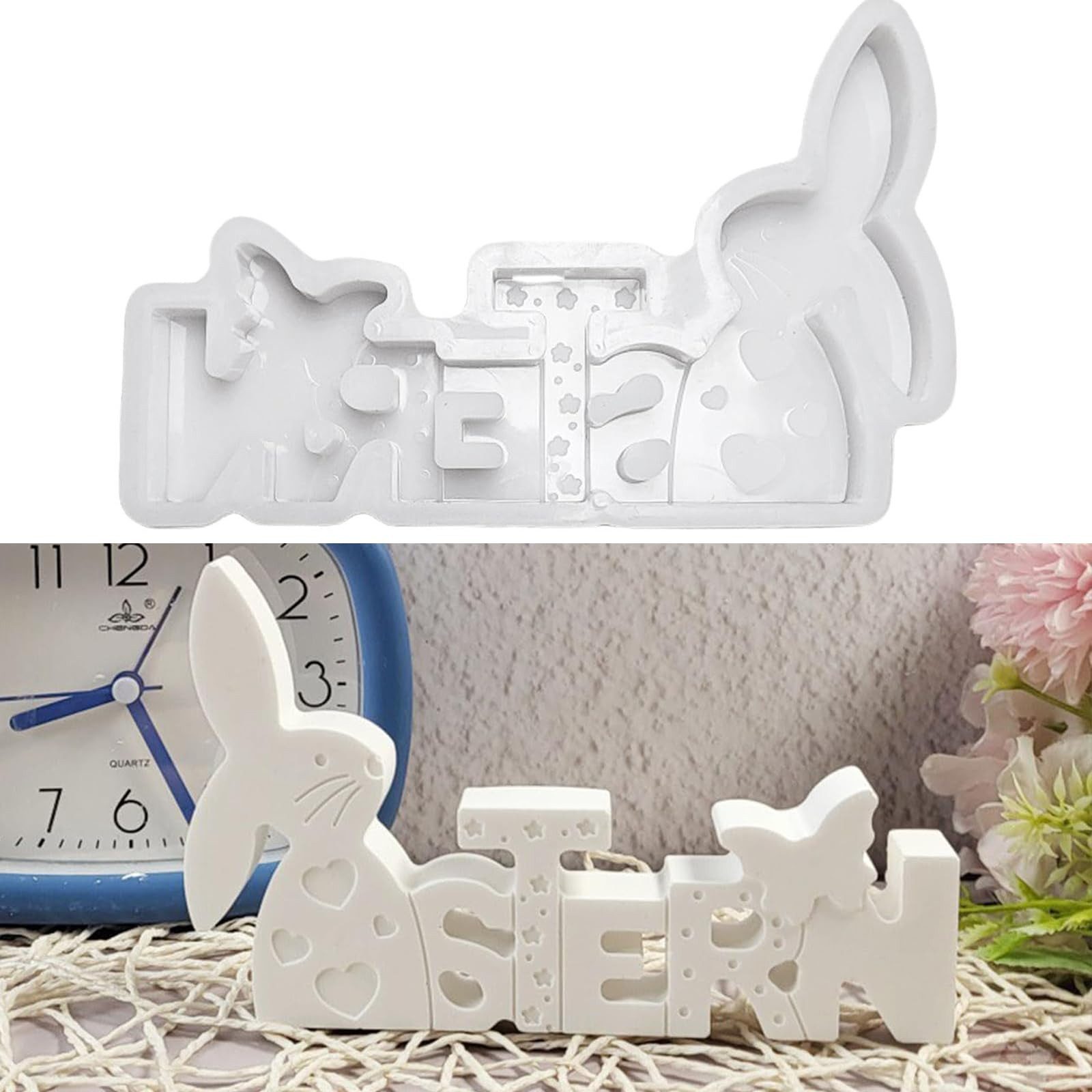 FOUORTUNATE-BEE Silikonform Osterhasen Silikonform Gießform für Gips, Beton & Deko, Osterhasen Gießform aus Silikon für kreative Osterdekoration