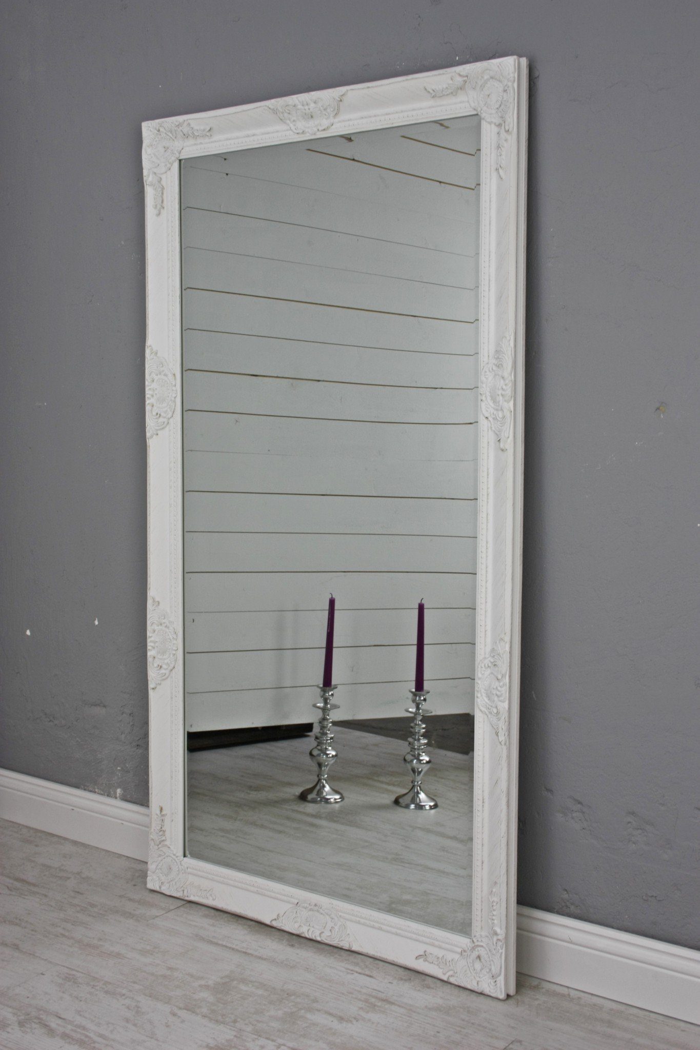 barock Spiegel 132cm Landhausstil Holz, Wandspiegel Spiegel: elbmöbel weiß Wandspiegel weiß 132x72x7