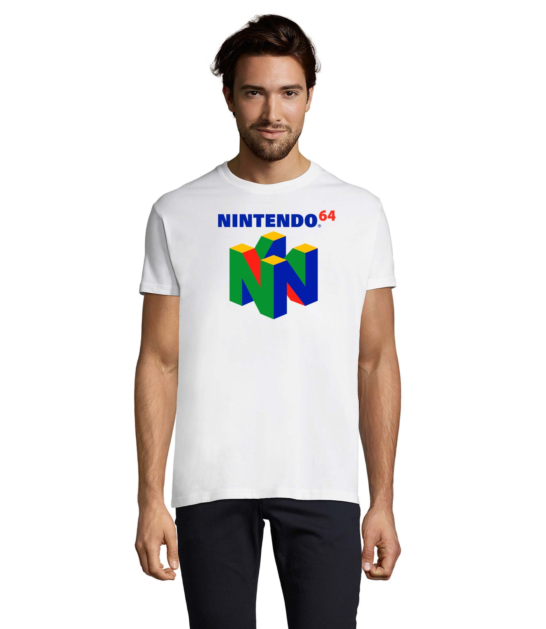 Weiß Konsole & Blondie 64 Brownie Super T-Shirt Nintendo Herren Luigi Mario