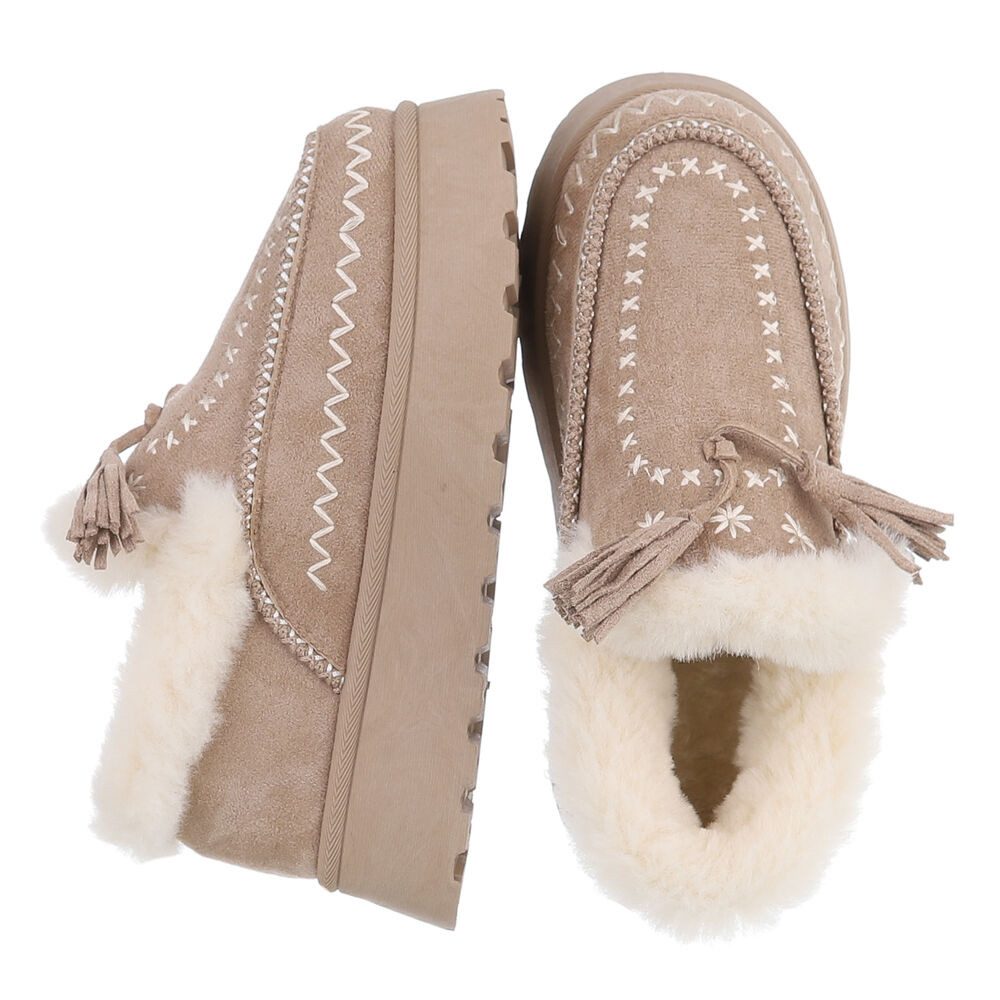 Ital-Design Damen Slipper mit Plateau und Quasten für Freizeitkomfort Snowb günstig online kaufen