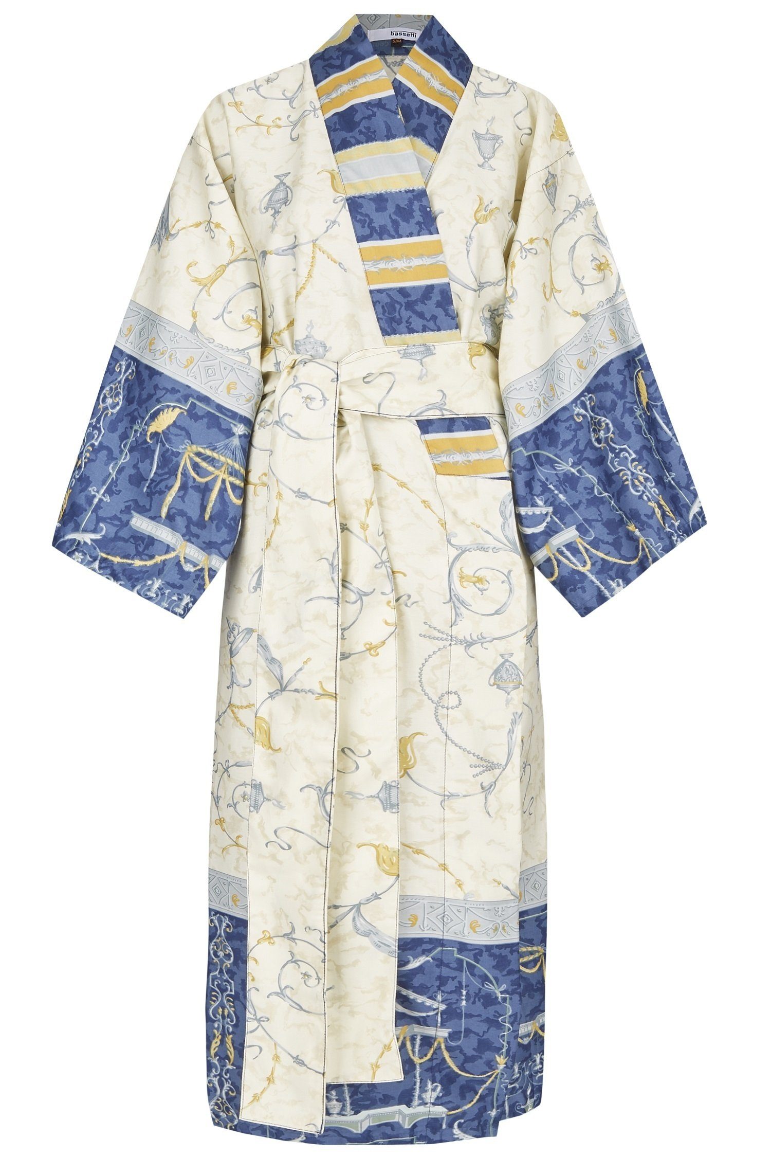 blau OPLONTIS, Bassetti Gürtel, aus Baumwolle satinierter Baumwolle, Kimono knöchelfrei,