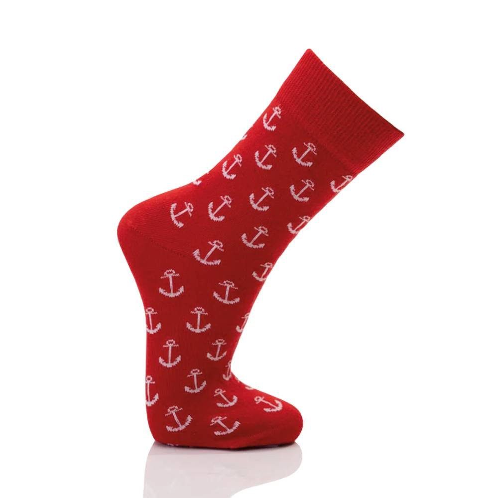 Und Kuscheliger mit HomeOfSocks komfort Trendige Hohem Maritime Baumwollsocken Anker Weiche Socken Socken Passform Maritime, Rot