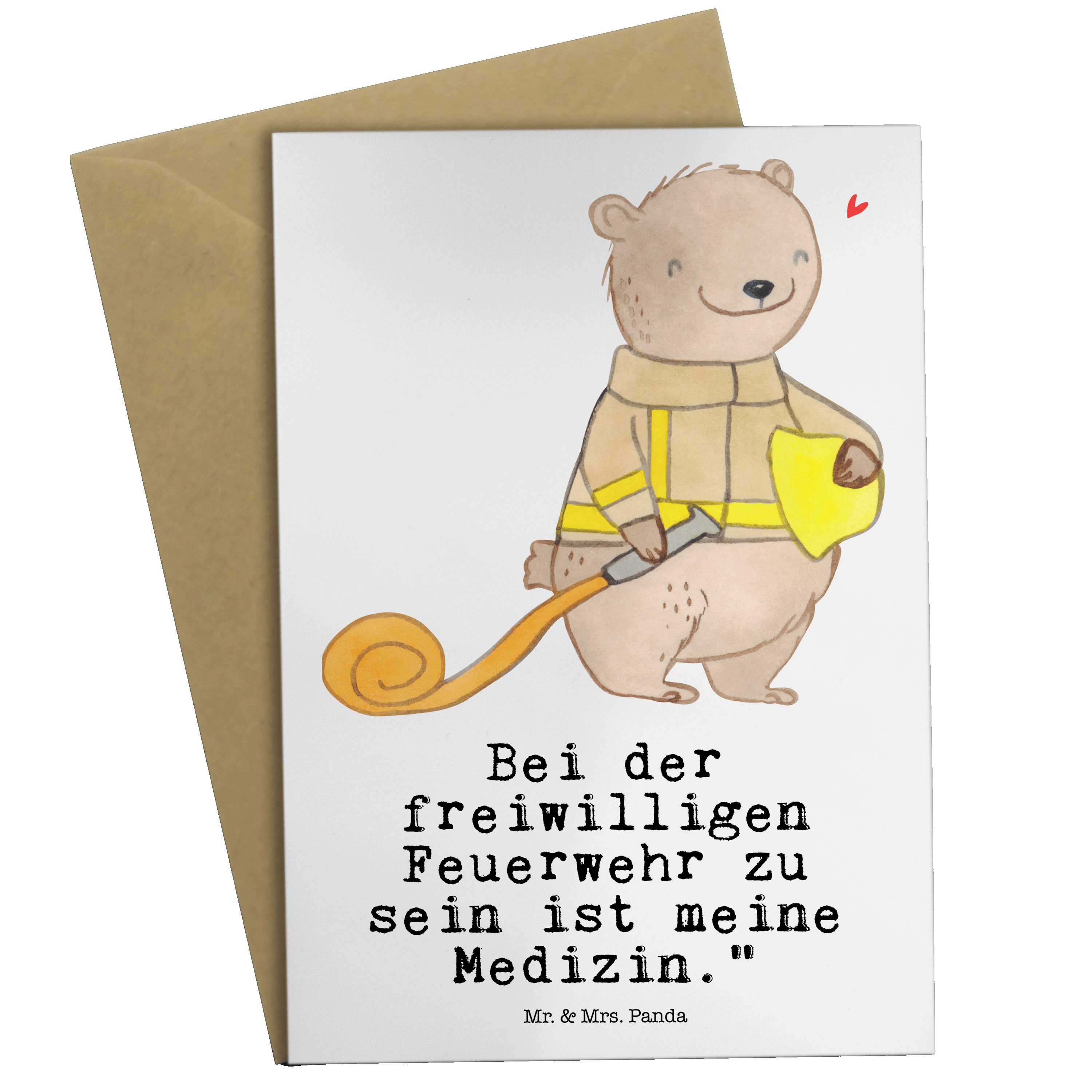 Mr. & Mrs. Panda Grußkarte Bär Freiwillige Feuerwehr Medizin - Weiß - Geschenk, Dankeschön, Glüc