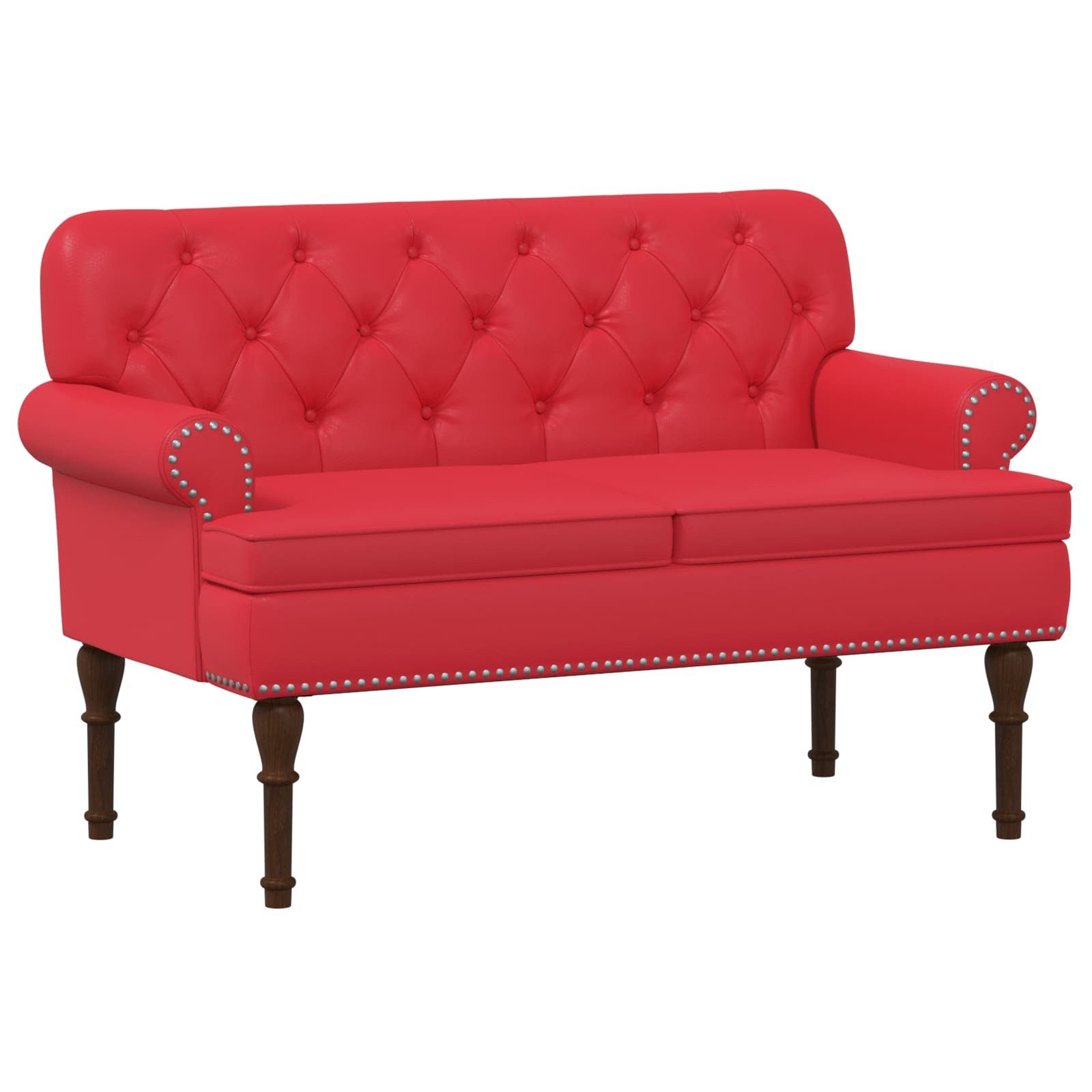 vidaXL Sitzbank Zweisitzer mit Knopfheftung Rot 120 x 65 x 77 cm Kunstleder (1-St)