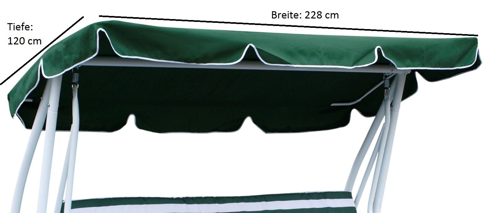 DEGAMO Hollywoodschaukelersatzdach MIAMI, (1-tlg), für 4-sitzer Schaukel 228x120cm, grün mit weißen Kedern – Bild 2 von 5