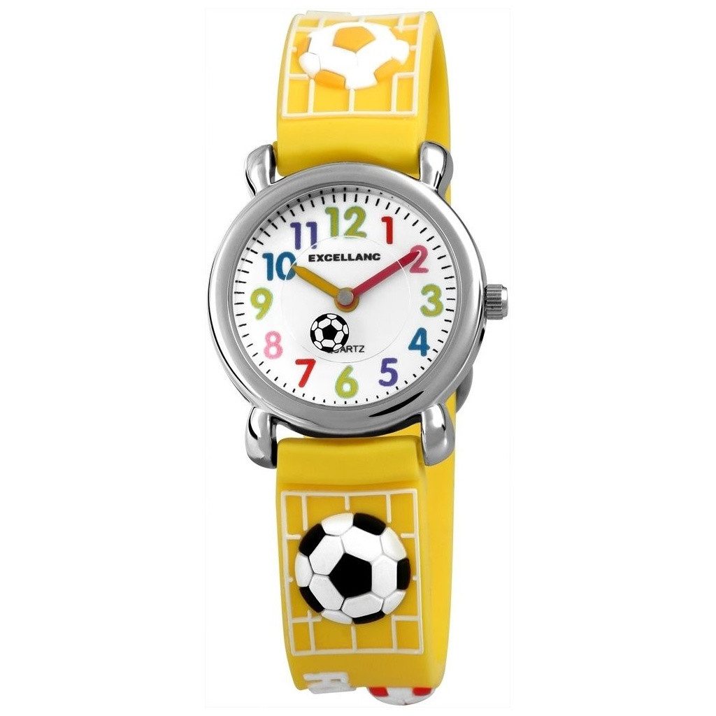 EXCELLANC Quarzuhr Fußball, silberfarbig, Mineralglas, Kinder Armbanduhr