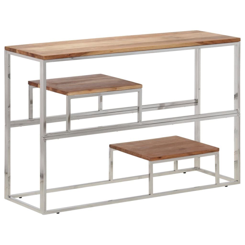 vidaXL Konsolentisch Konsolentisch Silbern Edelstahl und Massivholz (1-St)