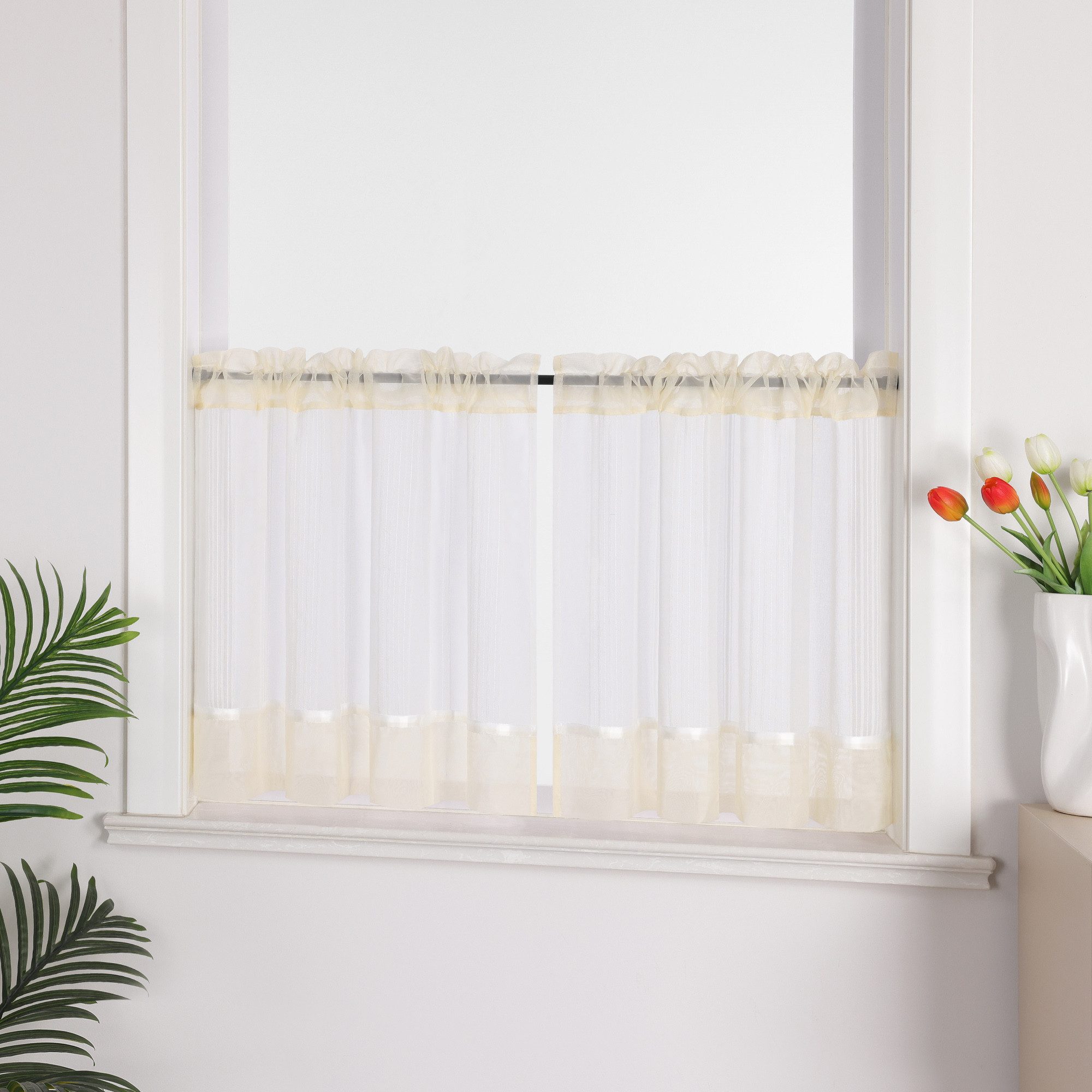 Joyswahl Scheibengardine (1 St), Stangendurchzug, transparent, Leinenoptik günstig online kaufen