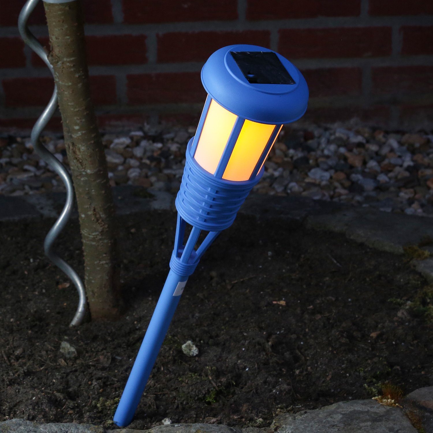 61cm Fackel Wegleuchte blau, gelb Classic, LED Feuereffekt Gartenfackel Flamme LED LED Garten MARELIDA Solar