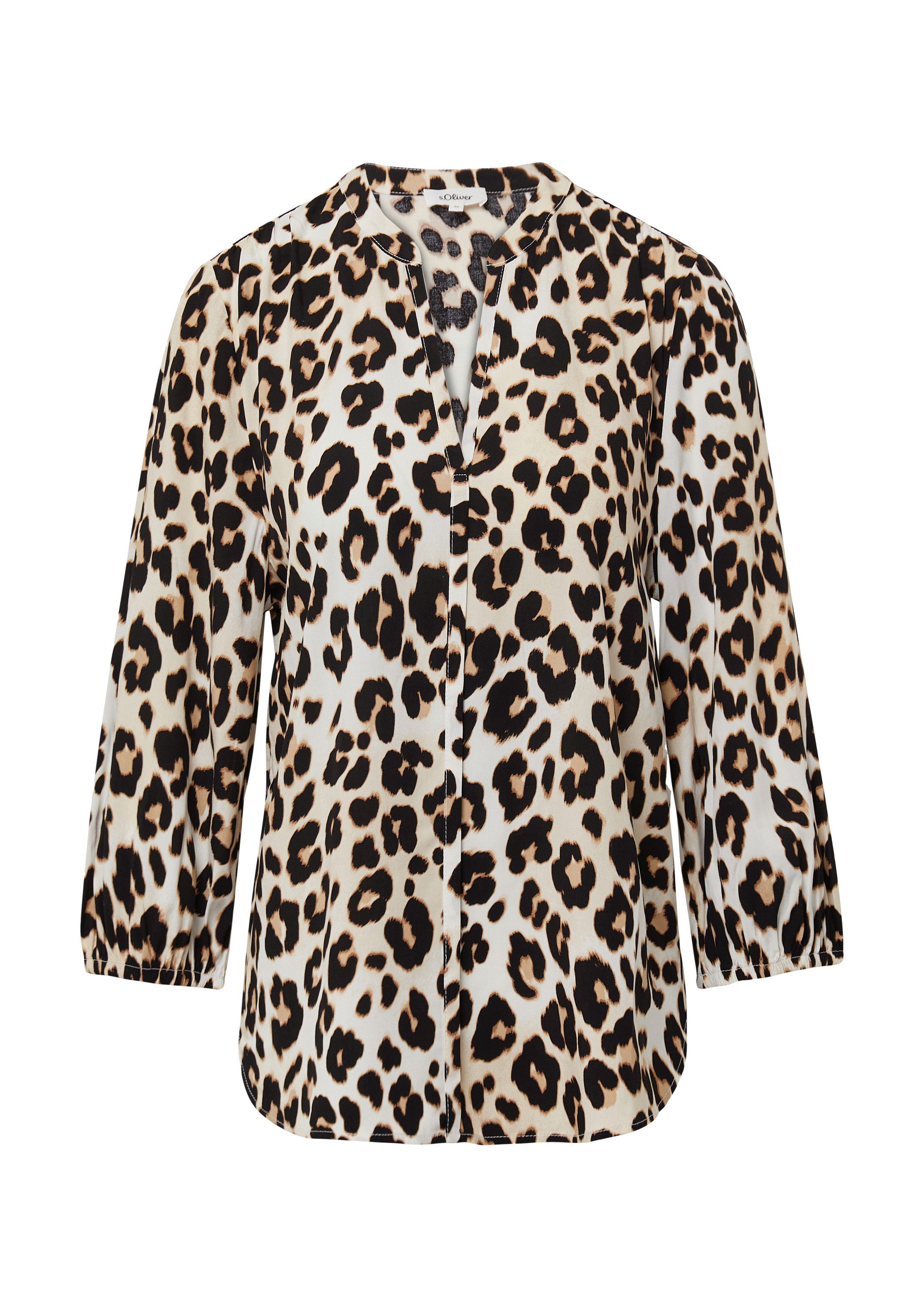 s.Oliver Kurzarmbluse Bluse Viskose-Bluse mit Leo-Muster günstig online kaufen