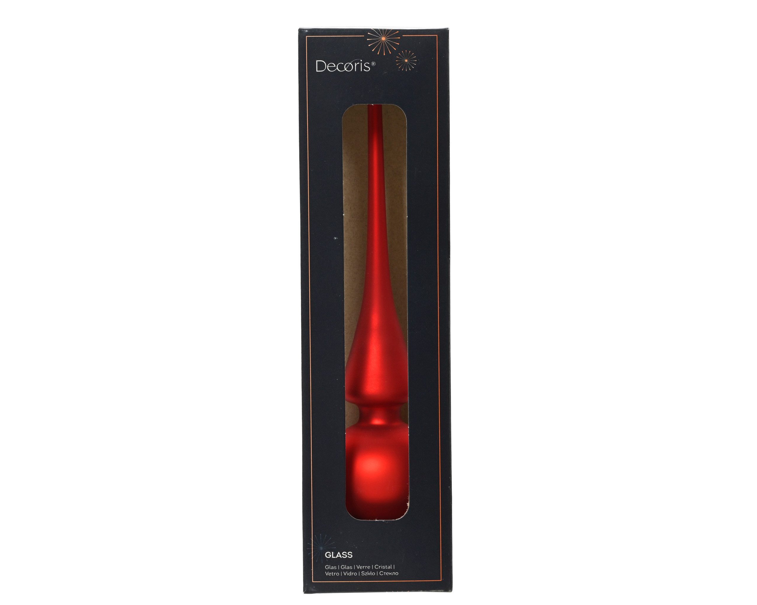 Kaemingk Christbaumspitze, Christbaumspitze Glas 26cm weihnachtsrot matt