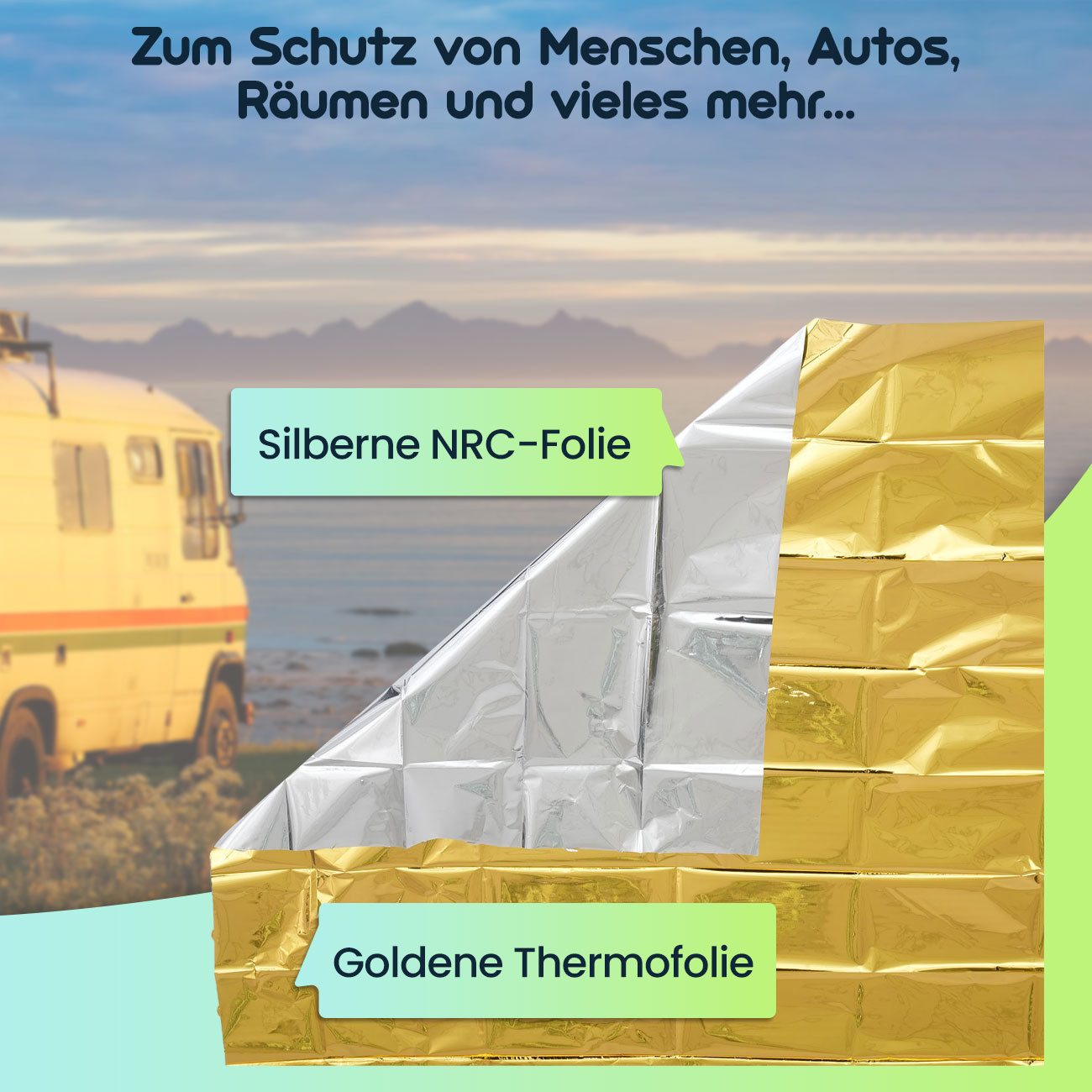 shop'n smile ideoon Erste-Hilfe-Set Zuverlässige Rettungsdecke, 210 x 160 cm, gold - silber, (5 St)