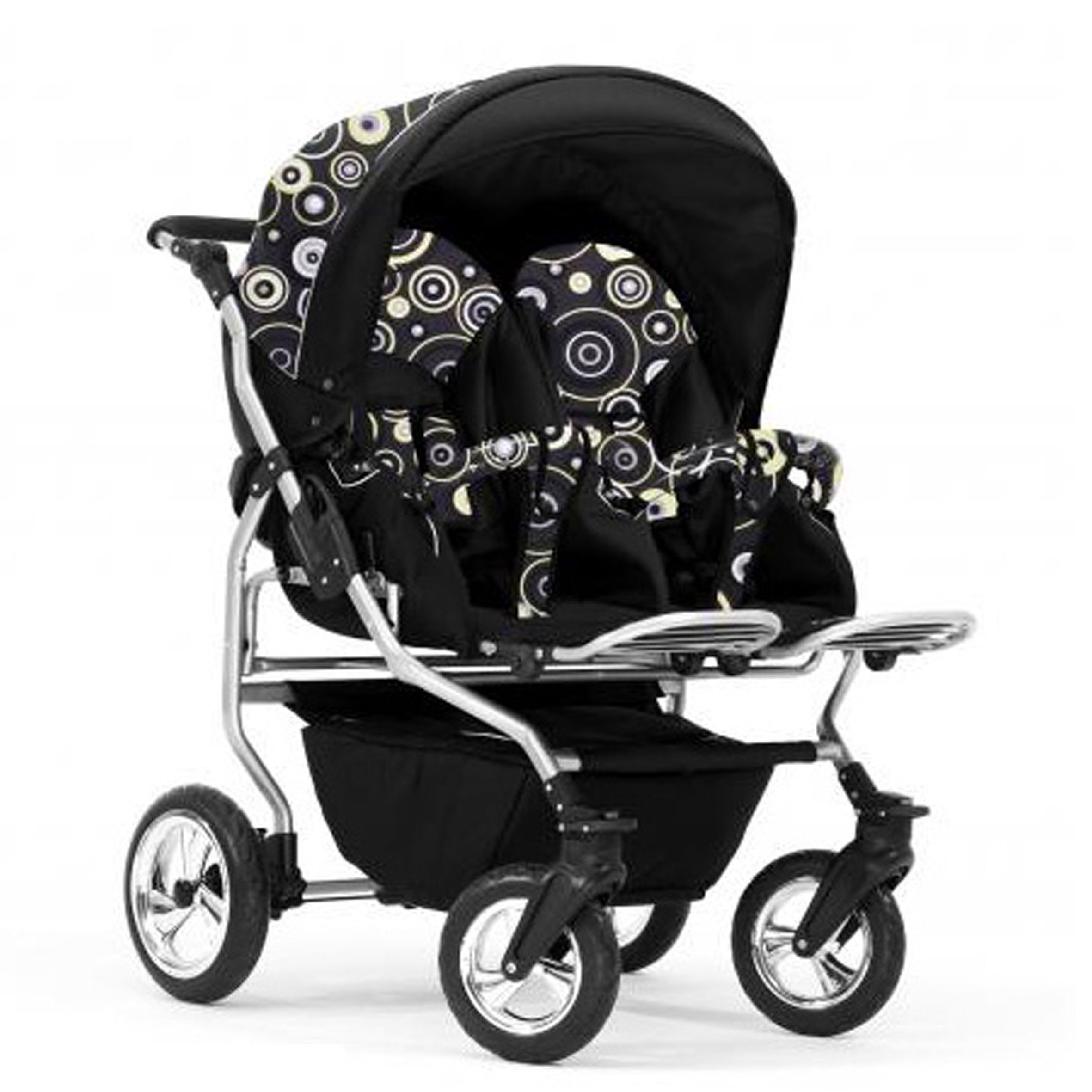 BabyMerc Zwillings-Kombikinderwagen Duo 5 in 1 inkl. Sportsitze, Autositze und Isos in 20 Farben