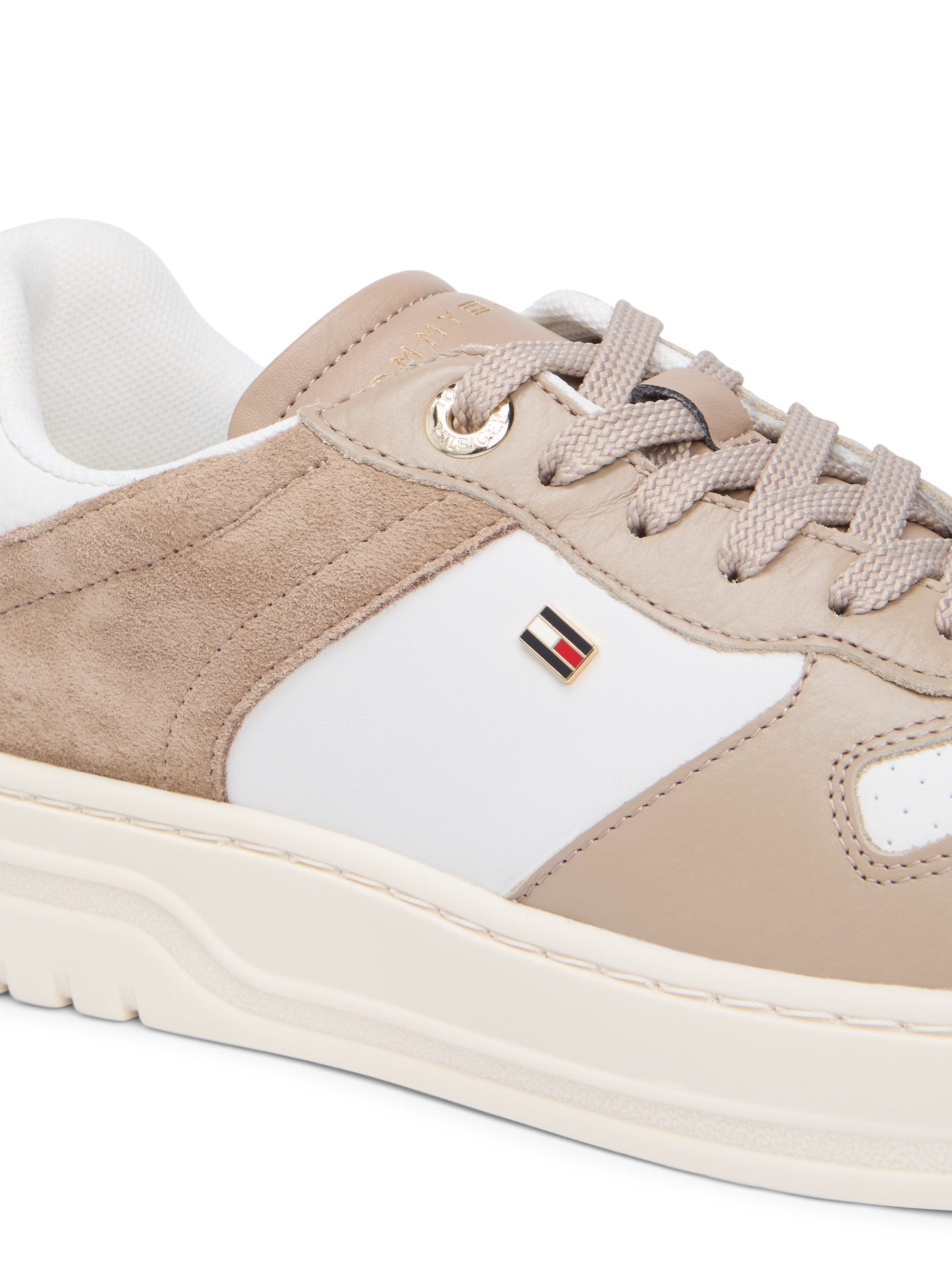 Tommy Hilfiger TH SPORTY CUPSOLE TUMBLED LTR Plateausneaker, Freizeitschuh, Halbschuh, Schnürschuh mit Kontrastbesätzen