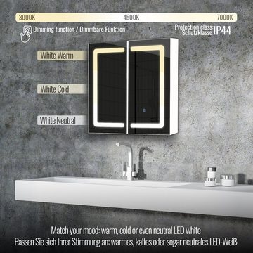 Aquamarin Spiegelschrank Spiegelschrank mit LED Beleuchtung - 2/3 Türig, mit Touchschalter