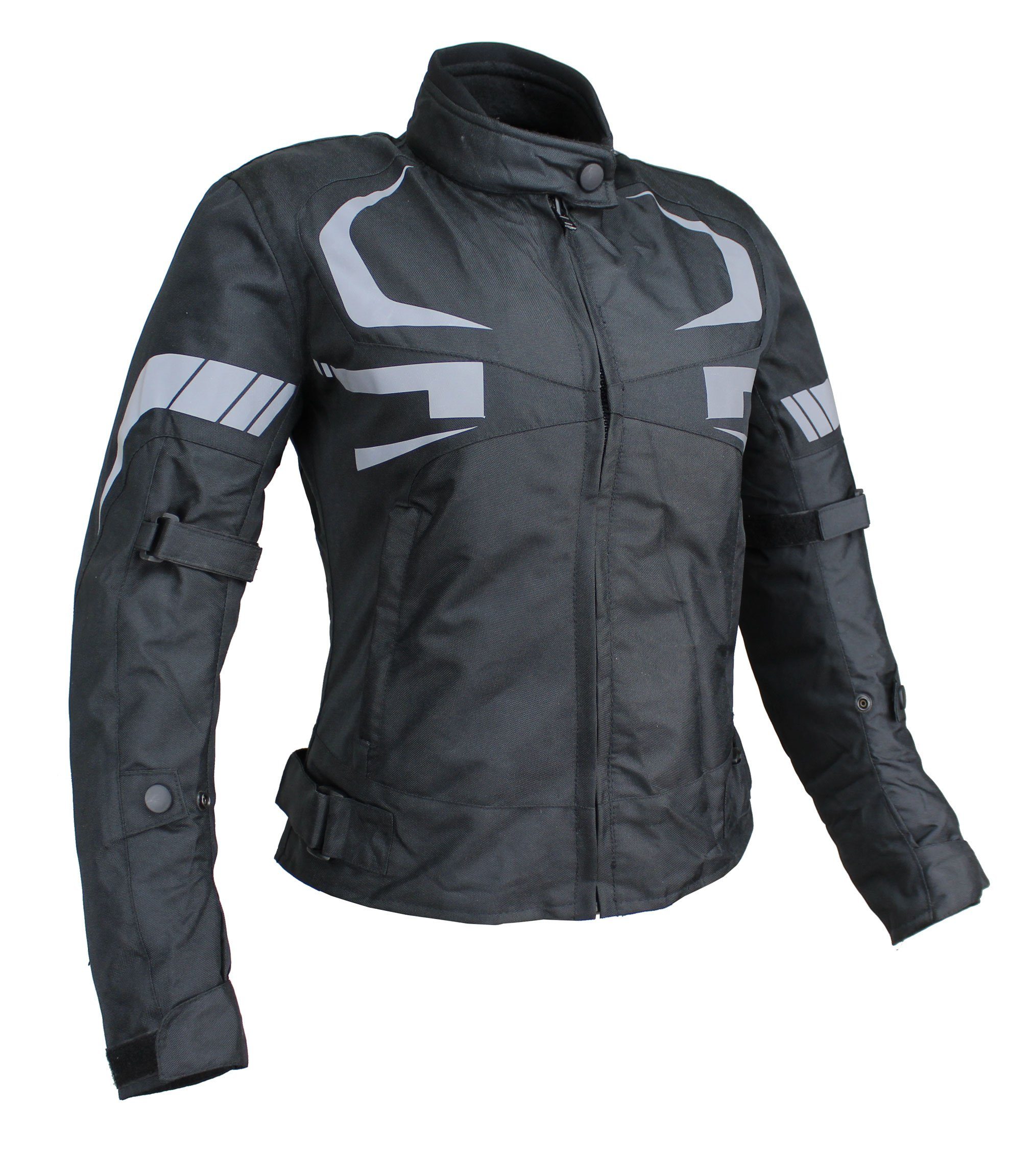 Alpha Speeds Motorradjacke Damen Motorrad Textil Jacke Biker wasserdicht Jacke mit Protektoren (Trennbare Innenjacke: All Season) Reflektierendes Material, SLIM-FIT, Schwarz