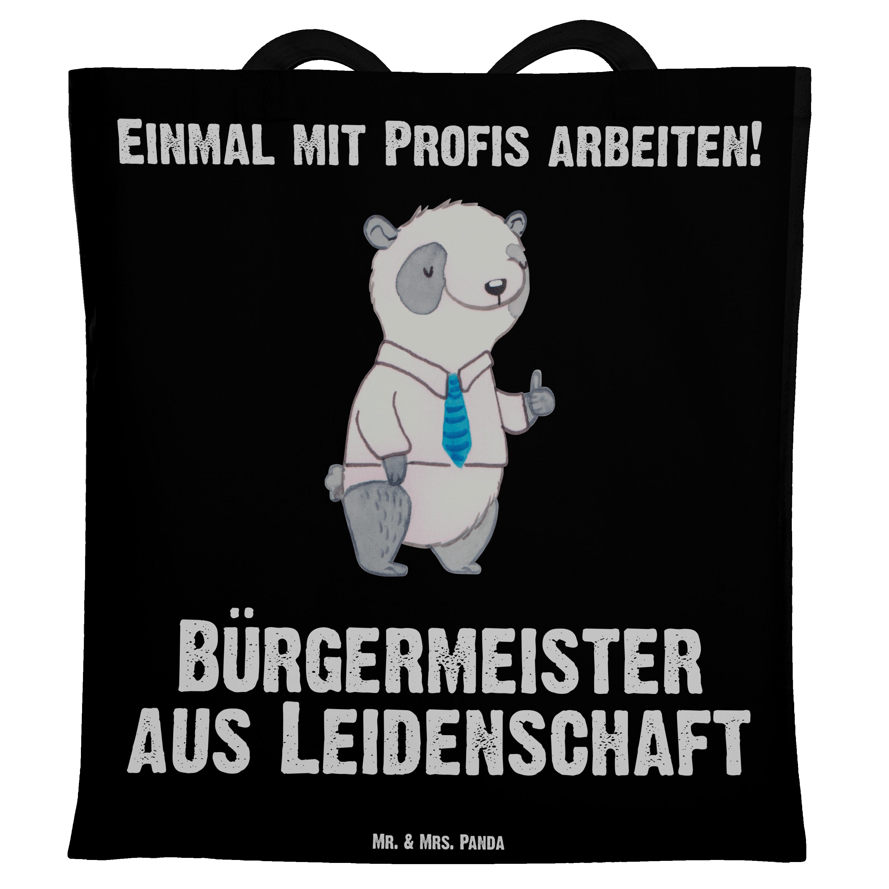 Mr. & Mrs. Panda Bürgermeister - Schwarz - Leidenschaft Stof Tragetasche Ausbildung, (1-tlg) aus Geschenk