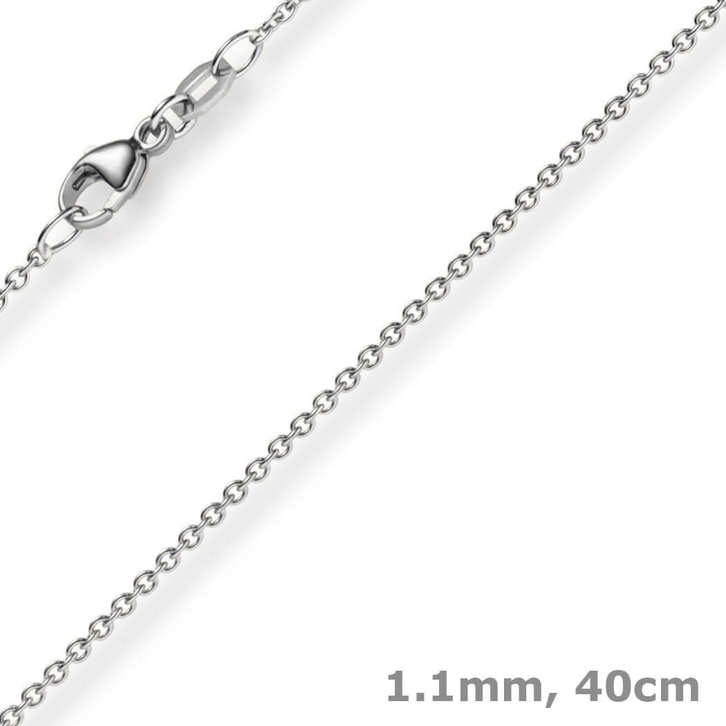 Goldkette 1,1mm Rund-Ankerkette aus 750 Weißgold, 40cm