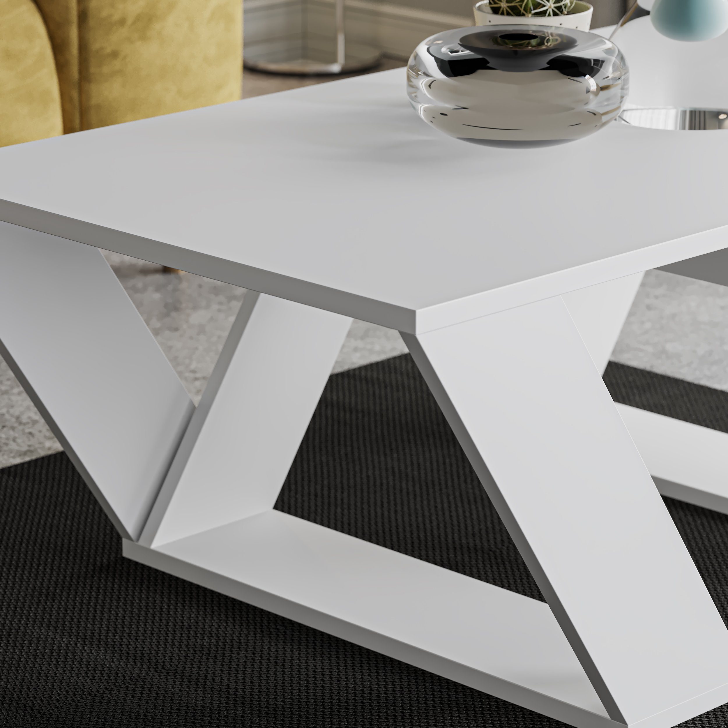 Decortie Couchtisch Pipra, Moderner Couchtisch, 110 x 60 x 40 cm