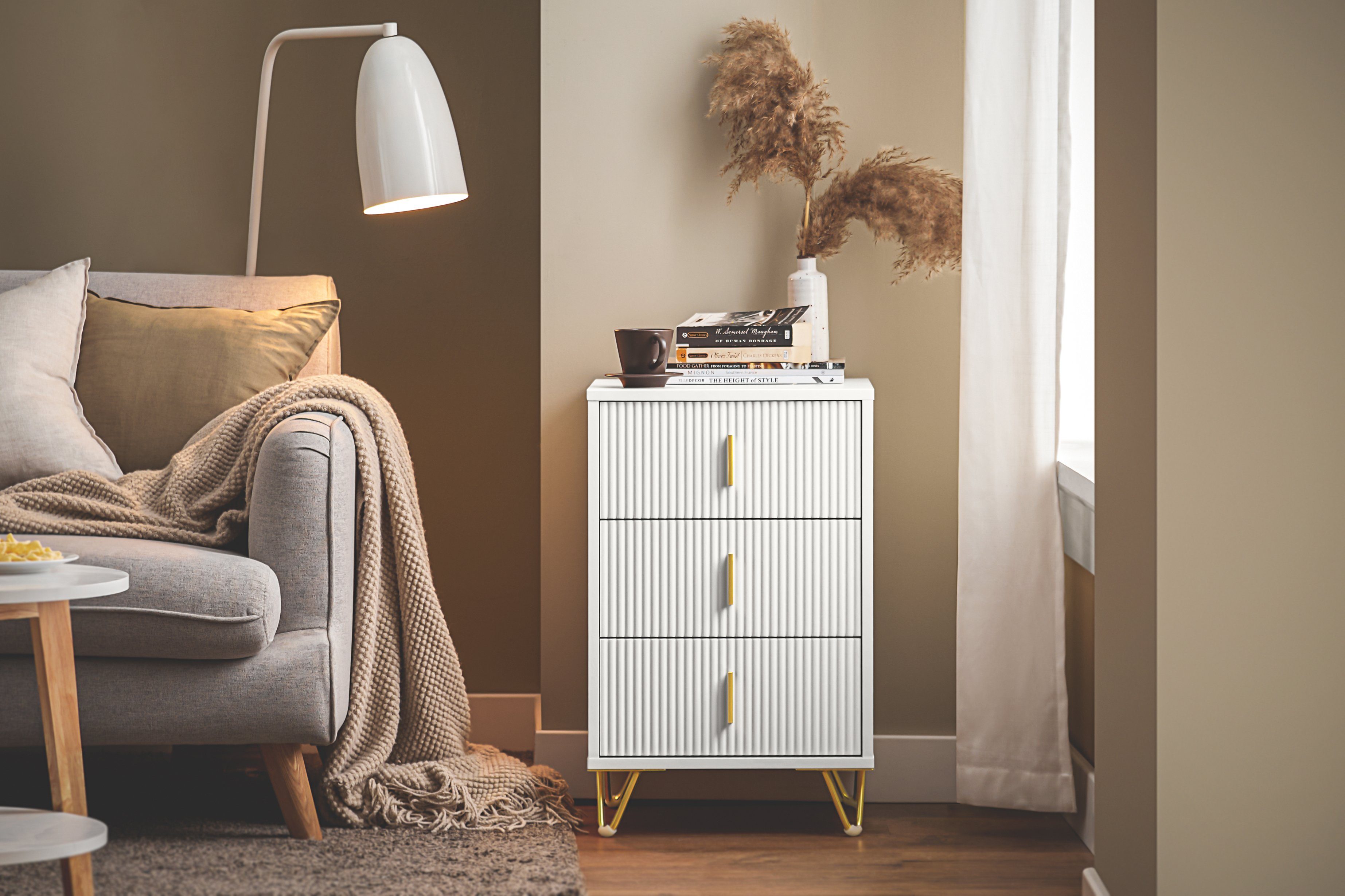 SoBuy Nachttisch FBT115-Lx2, 2er Set, Nachtschrank mit 3 Schubladen, Beiste günstig online kaufen