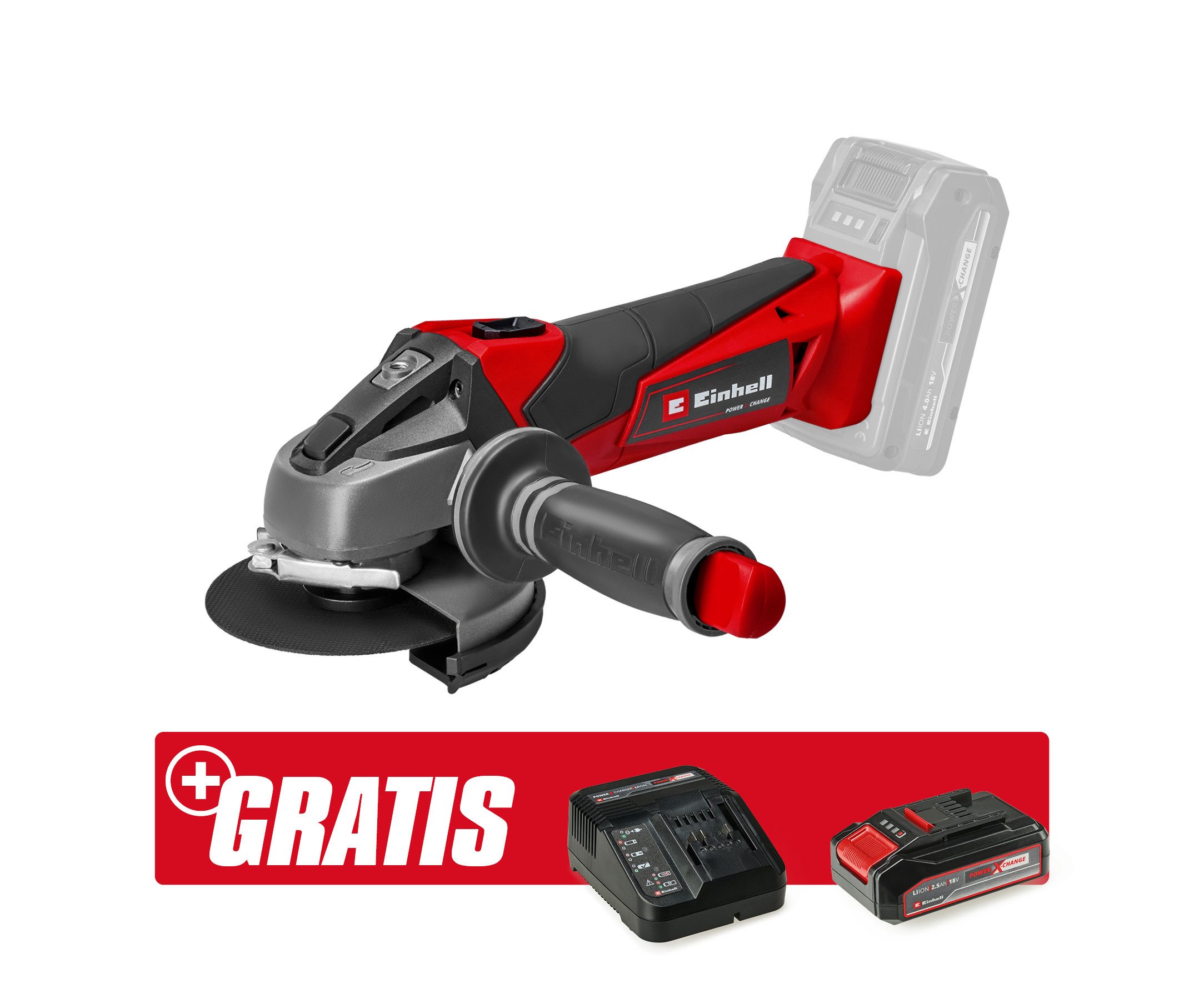 Einhell Akku-Winkelschleifer TE-AG 18/115 Li + 2,5 Kit, (Set), inkl. Akku und Ladegerät